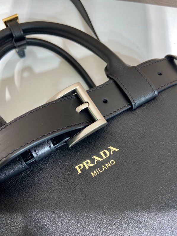 Prada 1BA434 Small Black Leather Handbag,Top Handle Bag with Adjustable Strap 8 i1744872356 625 0