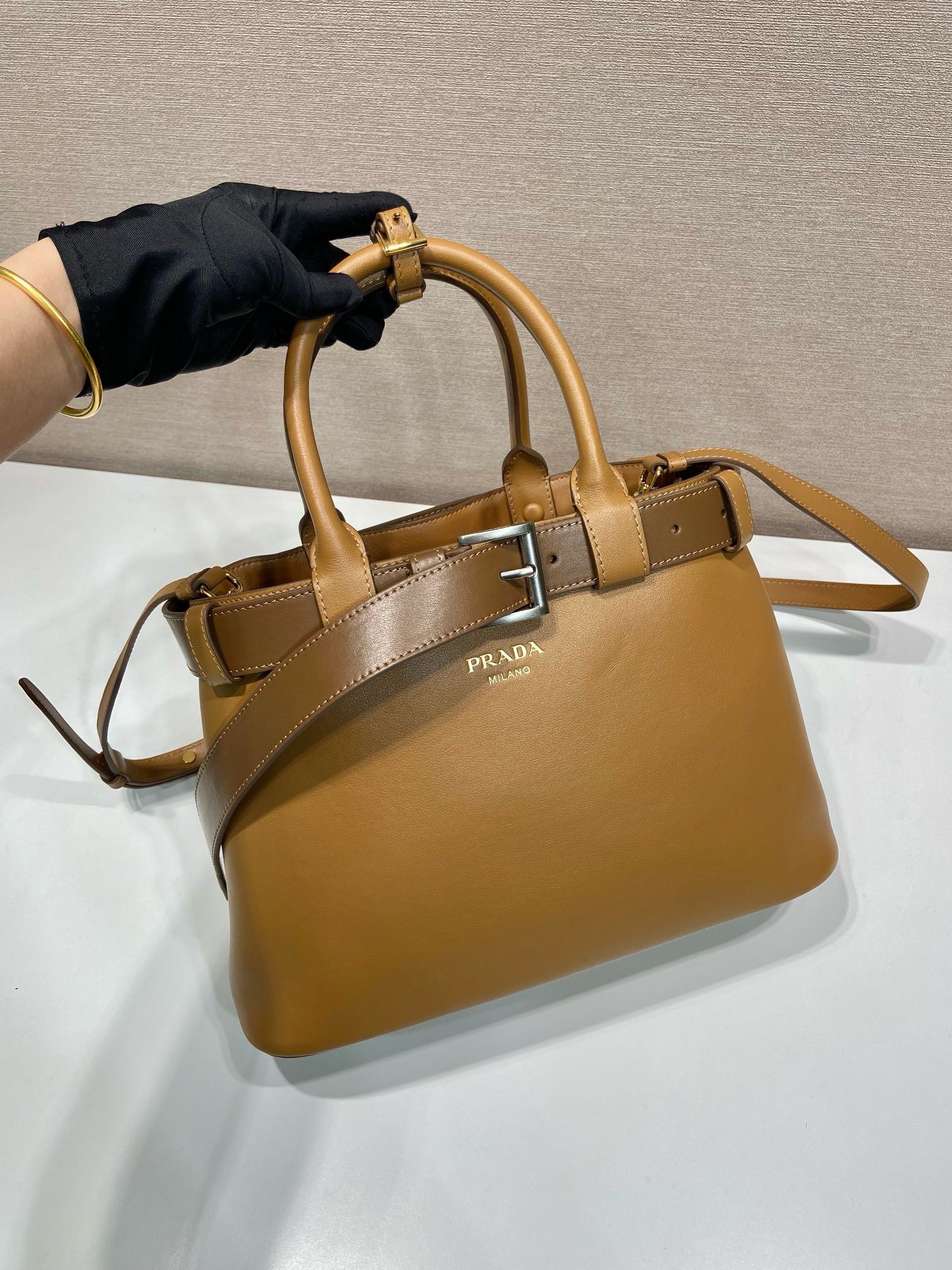 Prada 1BA434 Small Leather Handbag, Elegant Top Handle Bag with Adjustable Strap 3 i1744872443 1951 0