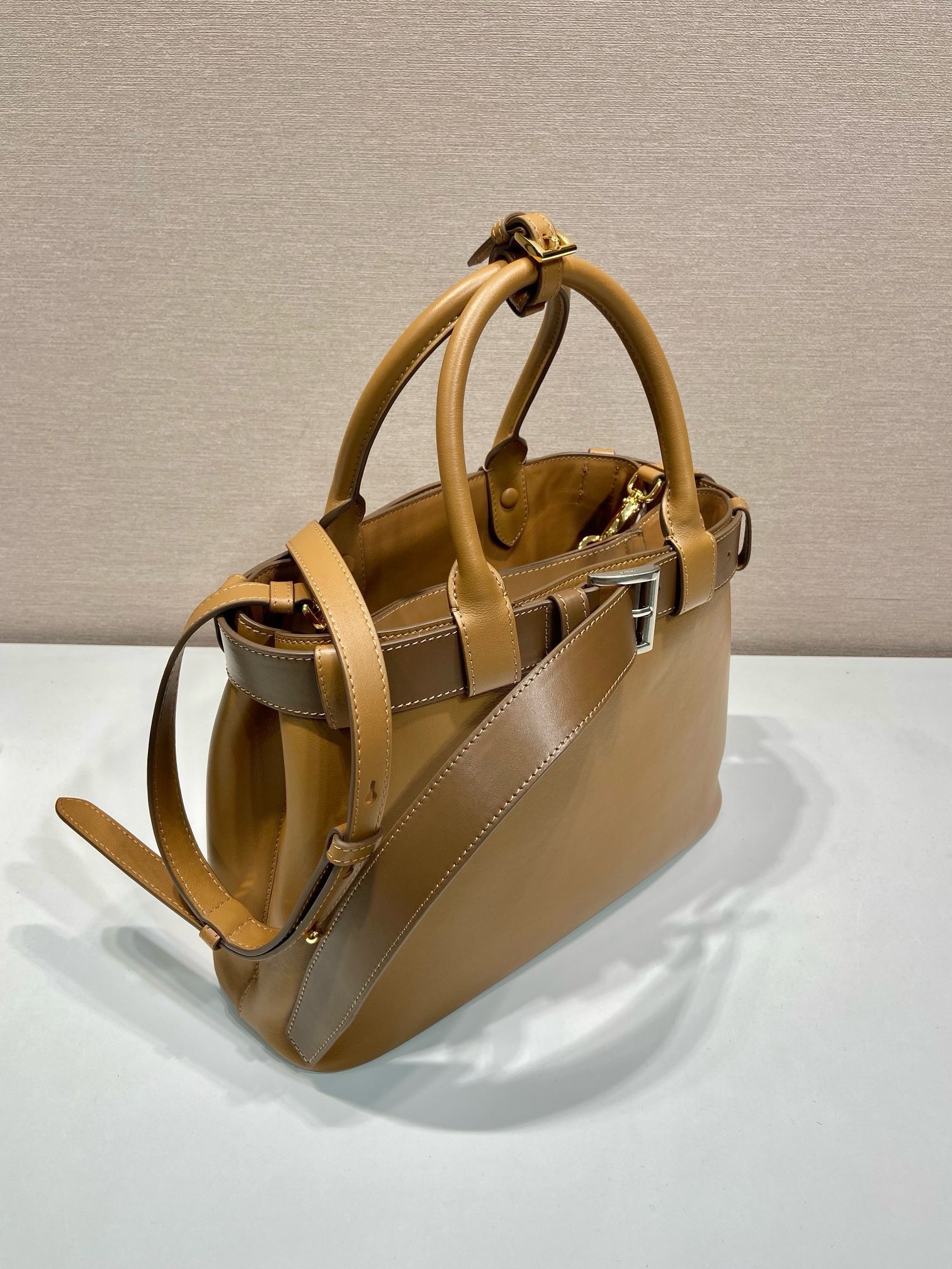Prada 1BA434 Small Leather Handbag, Elegant Top Handle Bag with Adjustable Strap 4 i1744872445 218 0