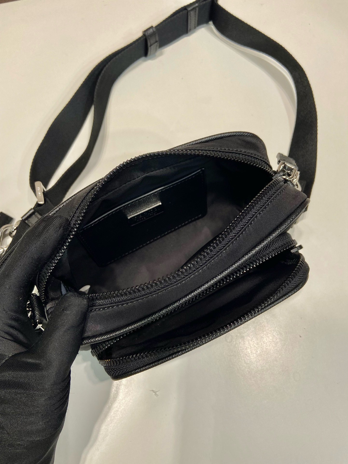 Prada Re-Nylon and Saffiano Leather Crossbody Bag - Black, 18 x 11.5 x 5 cm 8 i1745482370 279 5
