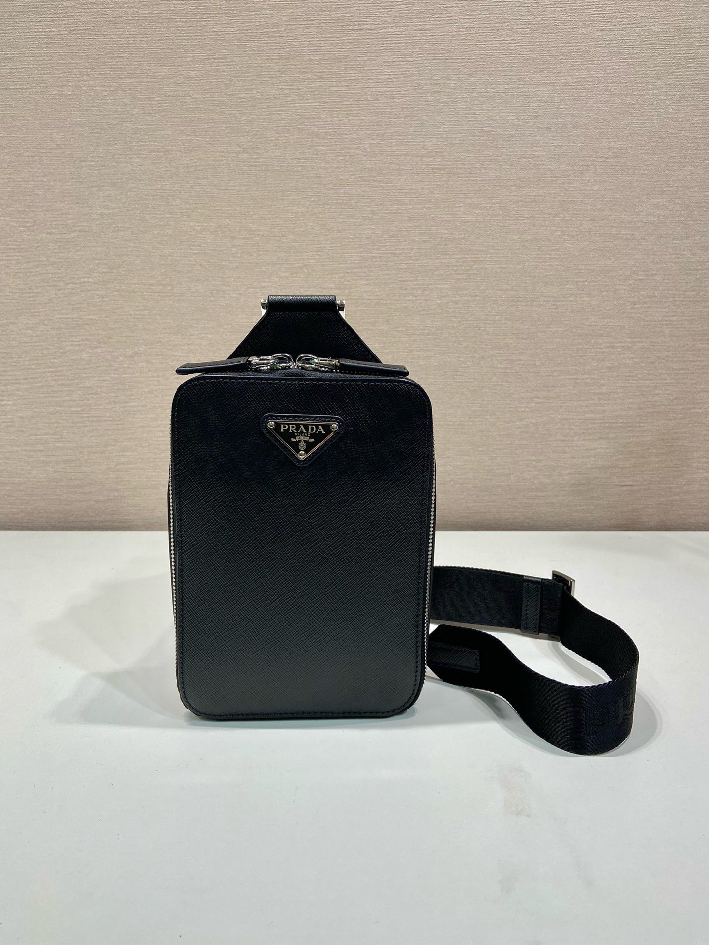 Prada Men's Crossbody Bag, Saffiano Leather, Adjustable Strap, Black 2 i1745482428 4753 5
