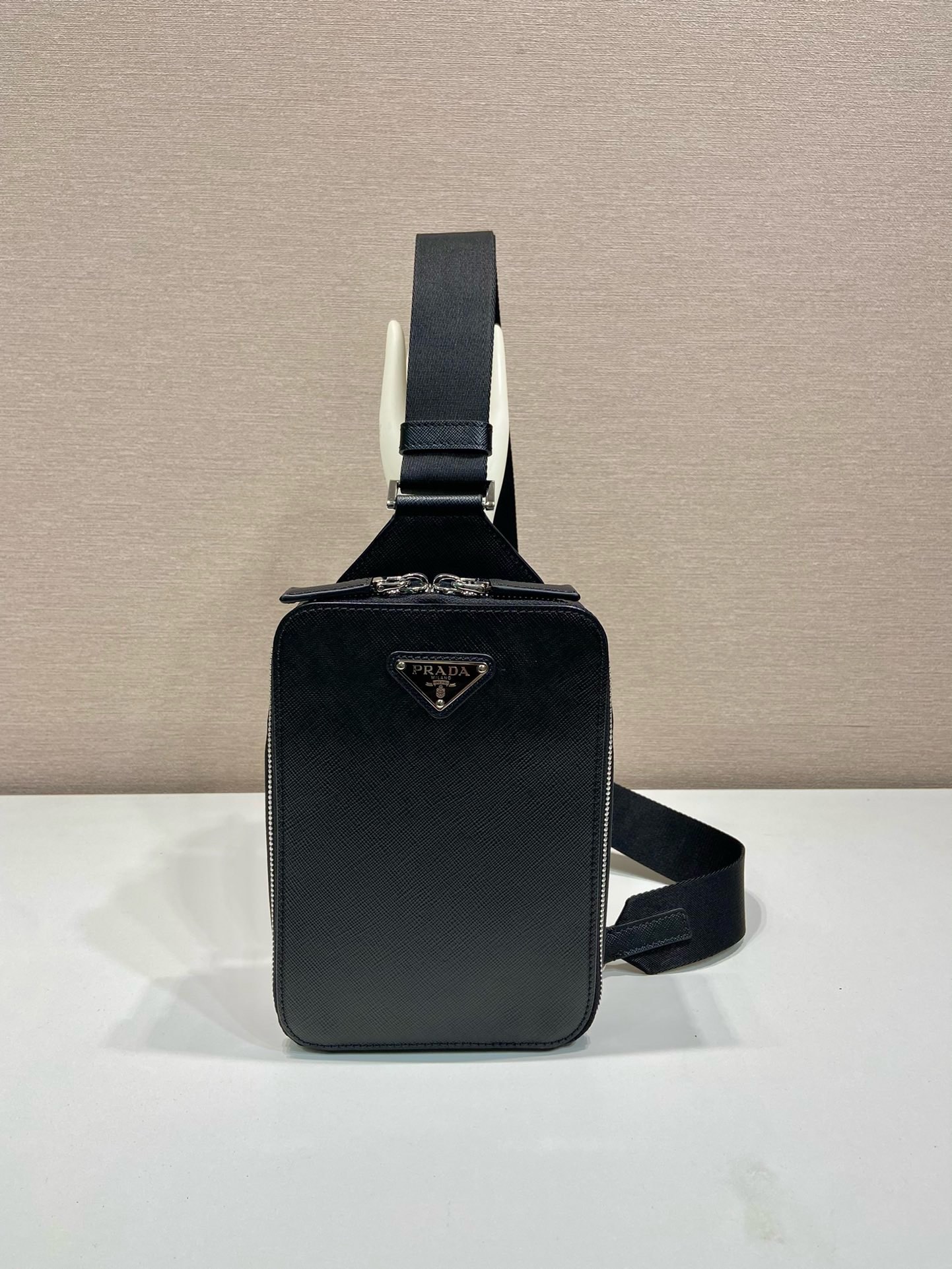 Prada Men's Crossbody Bag, Saffiano Leather, Adjustable Strap, Black 1 i1745482428 8081 1