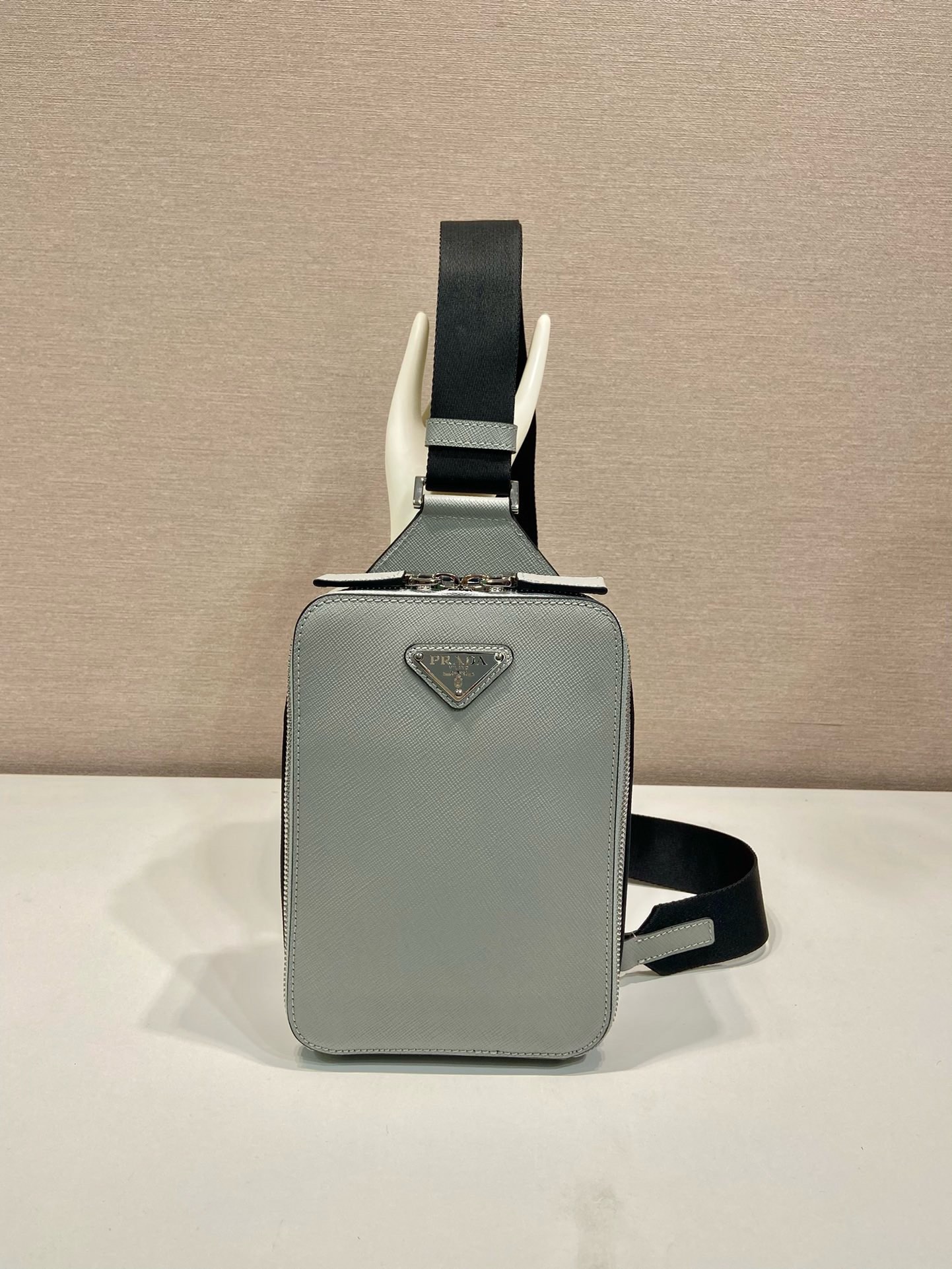 Prada Crossbody Bag, Gray Saffiano Leather Messenger Bag with Adjustable Strap 1 i1745482454 3107 0