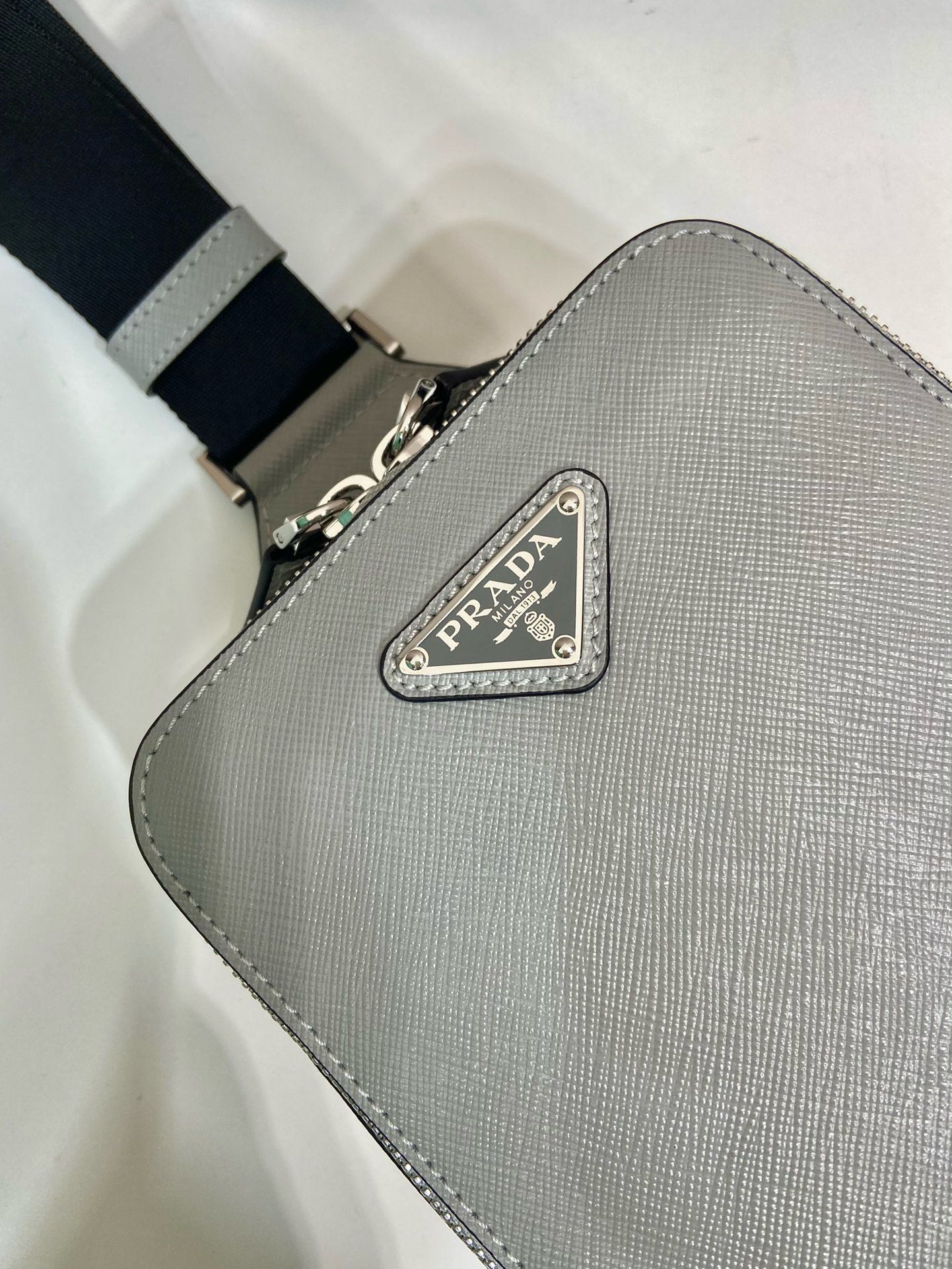 Prada Crossbody Bag, Gray Saffiano Leather Messenger Bag with Adjustable Strap 6 i1745482454 5708 5