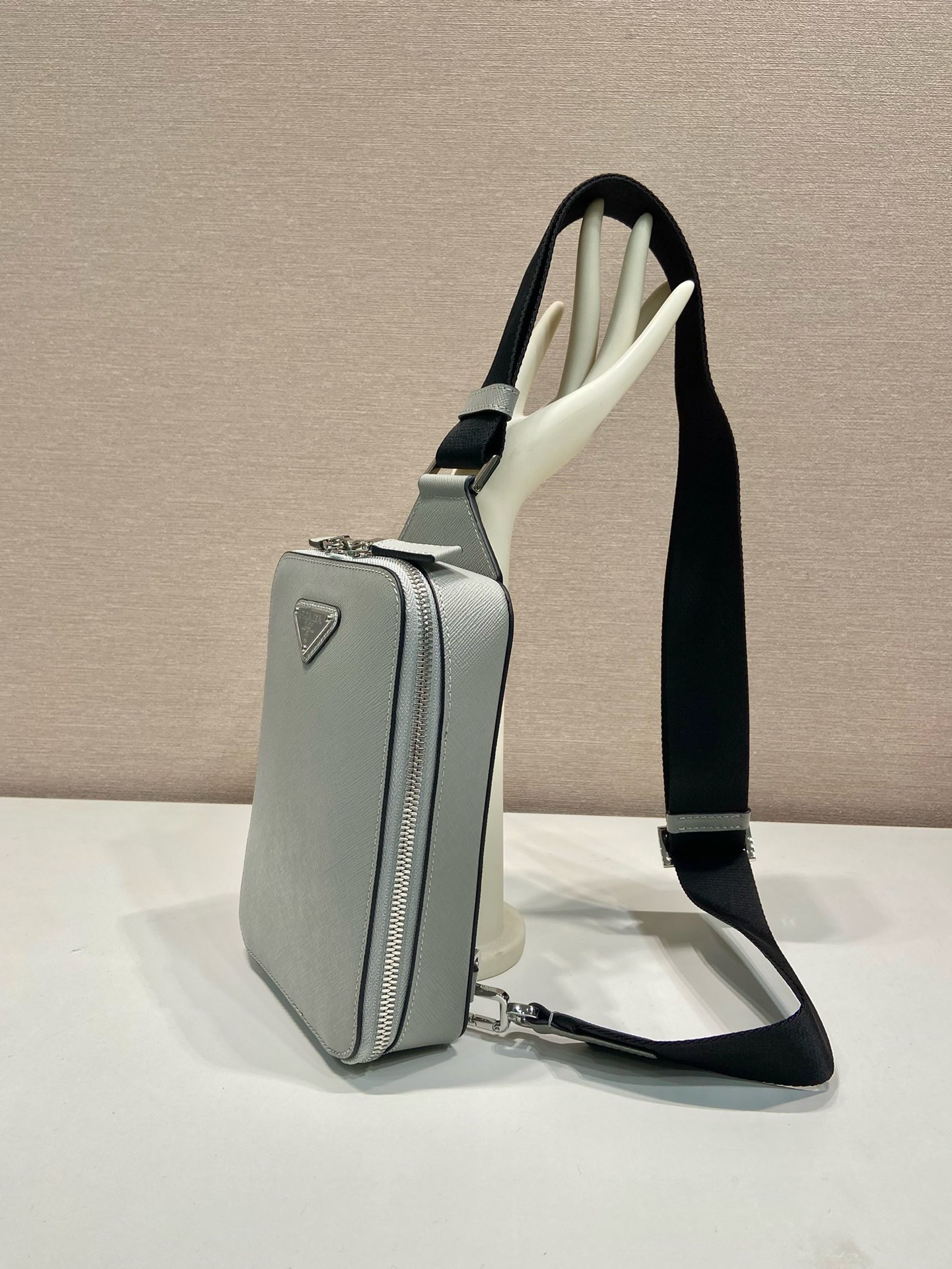 Prada Crossbody Bag, Gray Saffiano Leather Messenger Bag with Adjustable Strap 4 i1745482454 7474 4