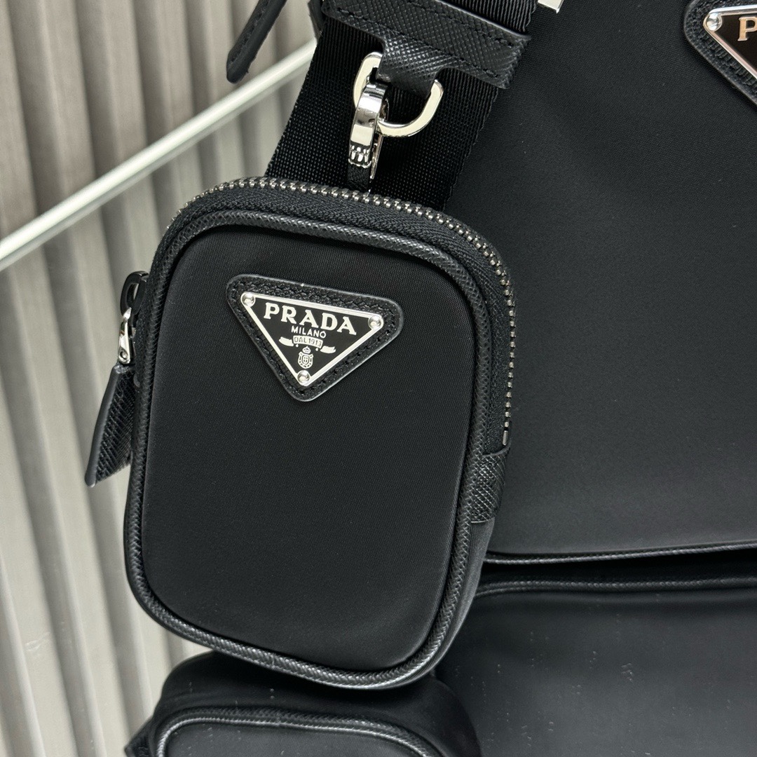 Prada 2VH112 Black Nylon Crossbody Bag with Mini Pouch - Stylish & Versatile 7 i1745647110 3437 7