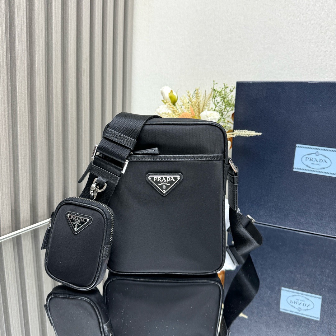 Prada 2VH112 Black Nylon Crossbody Bag with Mini Pouch - Stylish & Versatile 2 i1745647110 721 1