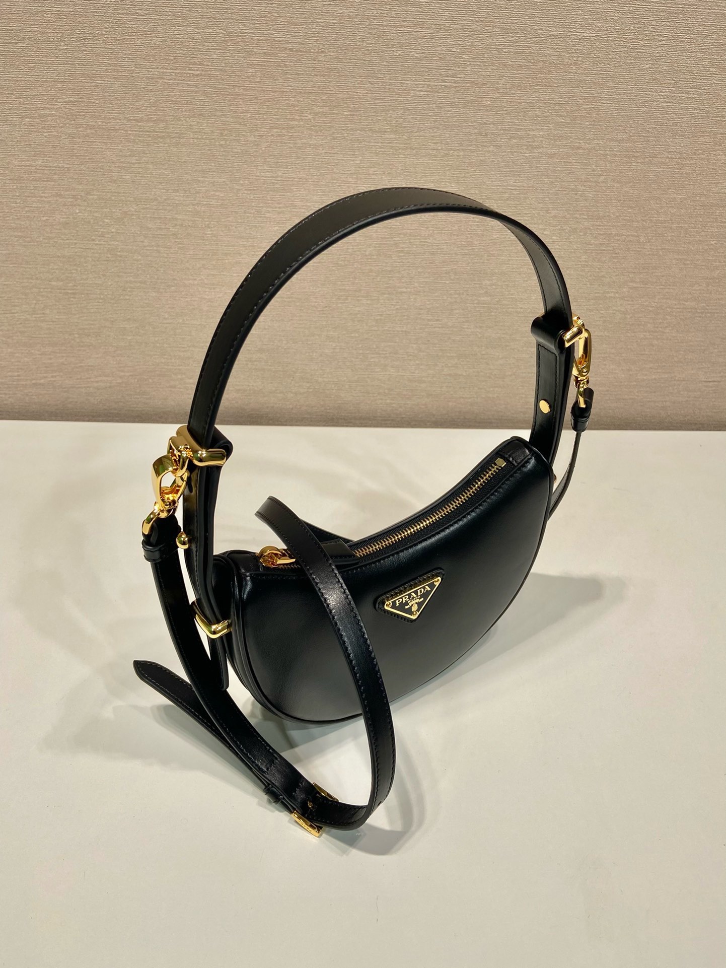 Prada Moon Leather Handbag, 1BC199 Small Hobo Bag with Adjustable Straps 4 i1745648045 2209 7