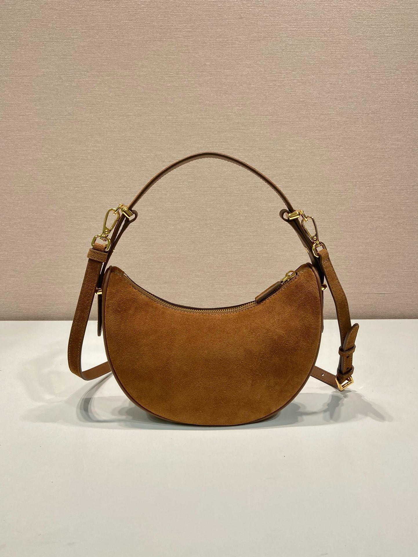 Prada Moon Suede Shoulder Bag with Adjustable Straps - Chic and Versatile 4 i1745648382 474 8