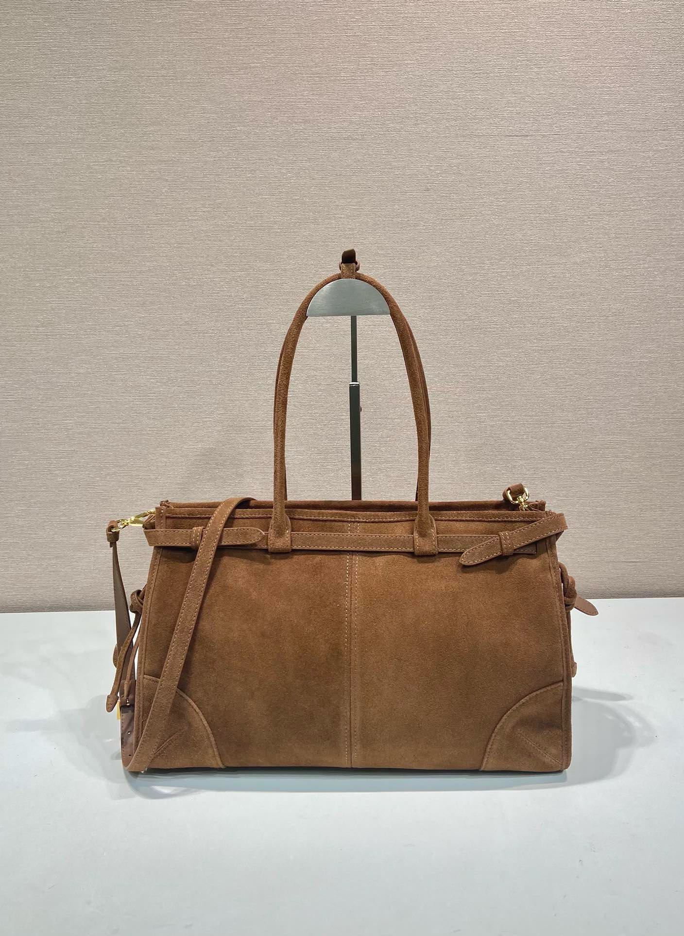 Prada Suede Leather Handbag, Removable Strap, Large Capacity - Stylish & Functional 4 i1745649502 7360 6