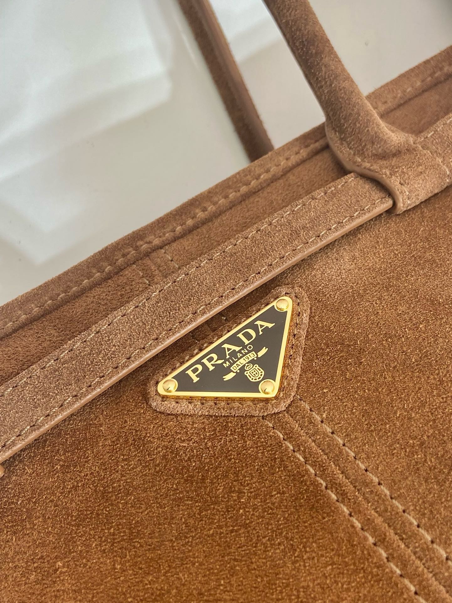 Prada Suede Leather Handbag, Removable Strap, Large Capacity - Stylish & Functional 7 i1745649502 828 8