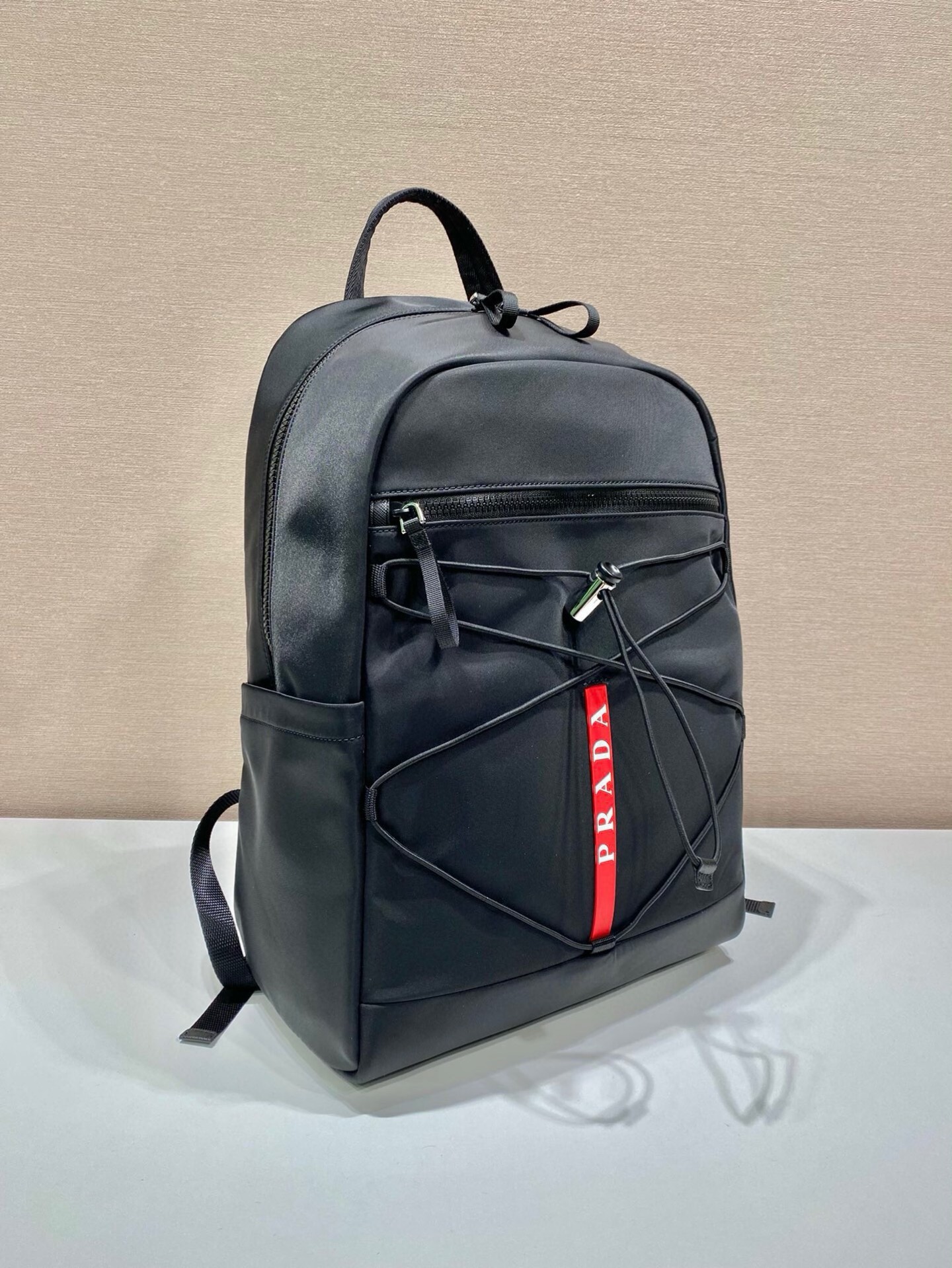 Prada 2VZ085 Black Nylon Backpack with Exterior Zip Pocket and Adjustable Straps 2 i1748498557650 5827 0 1