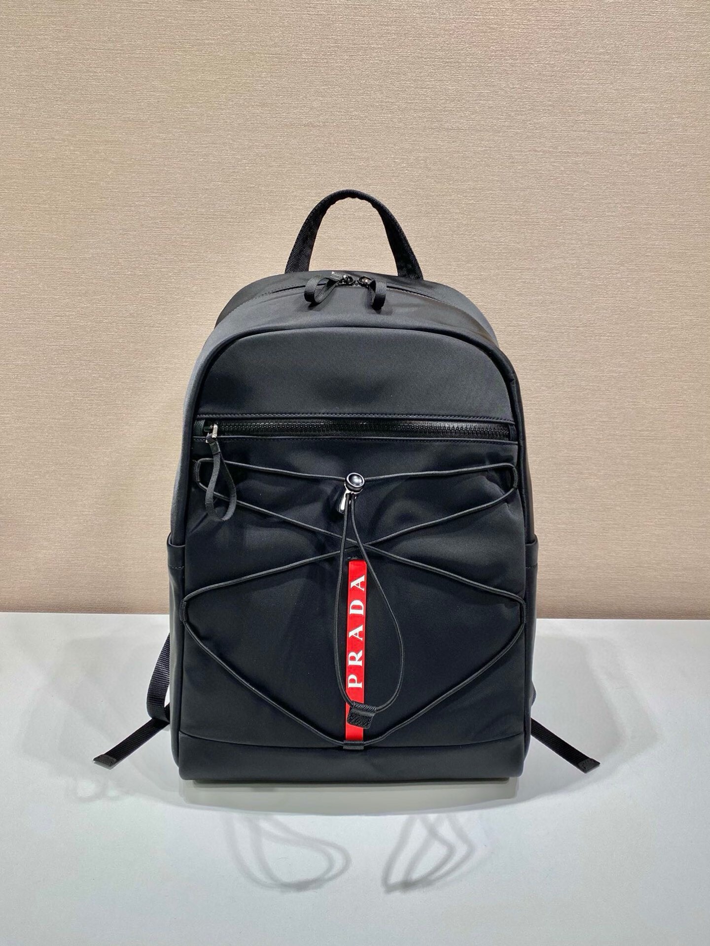 Prada 2VZ085 Black Nylon Backpack with Exterior Zip Pocket and Adjustable Straps 1 i1748498559482 6925 0 0