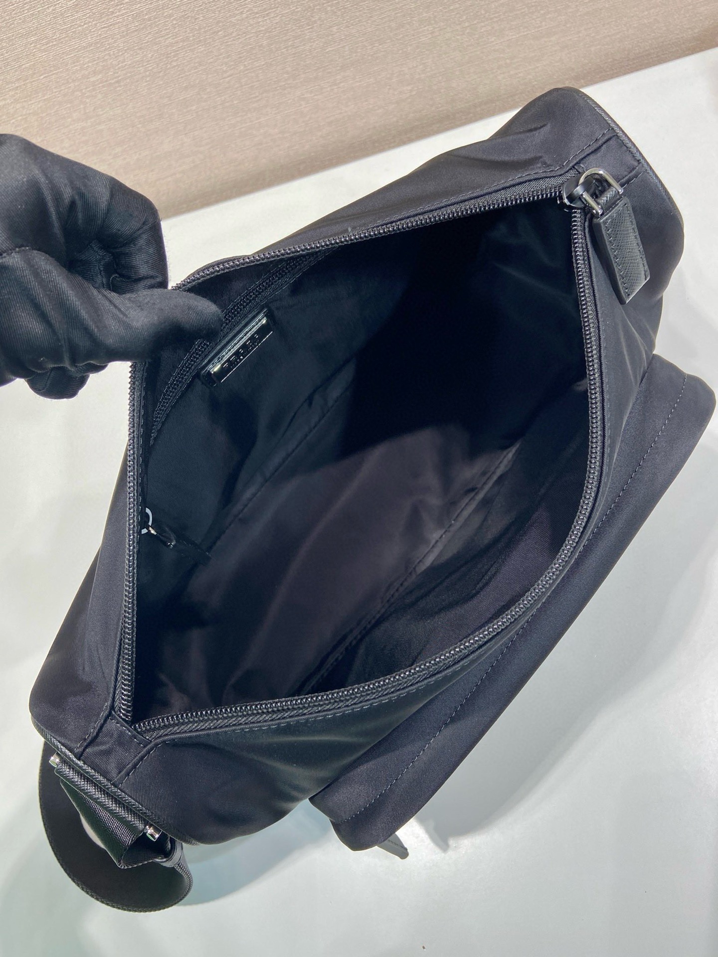 Prada Re-Nylon Messenger Bag - Black - 2VH191 Large Size, 35x22x12cm 8 i1751009381911 4888 0 7