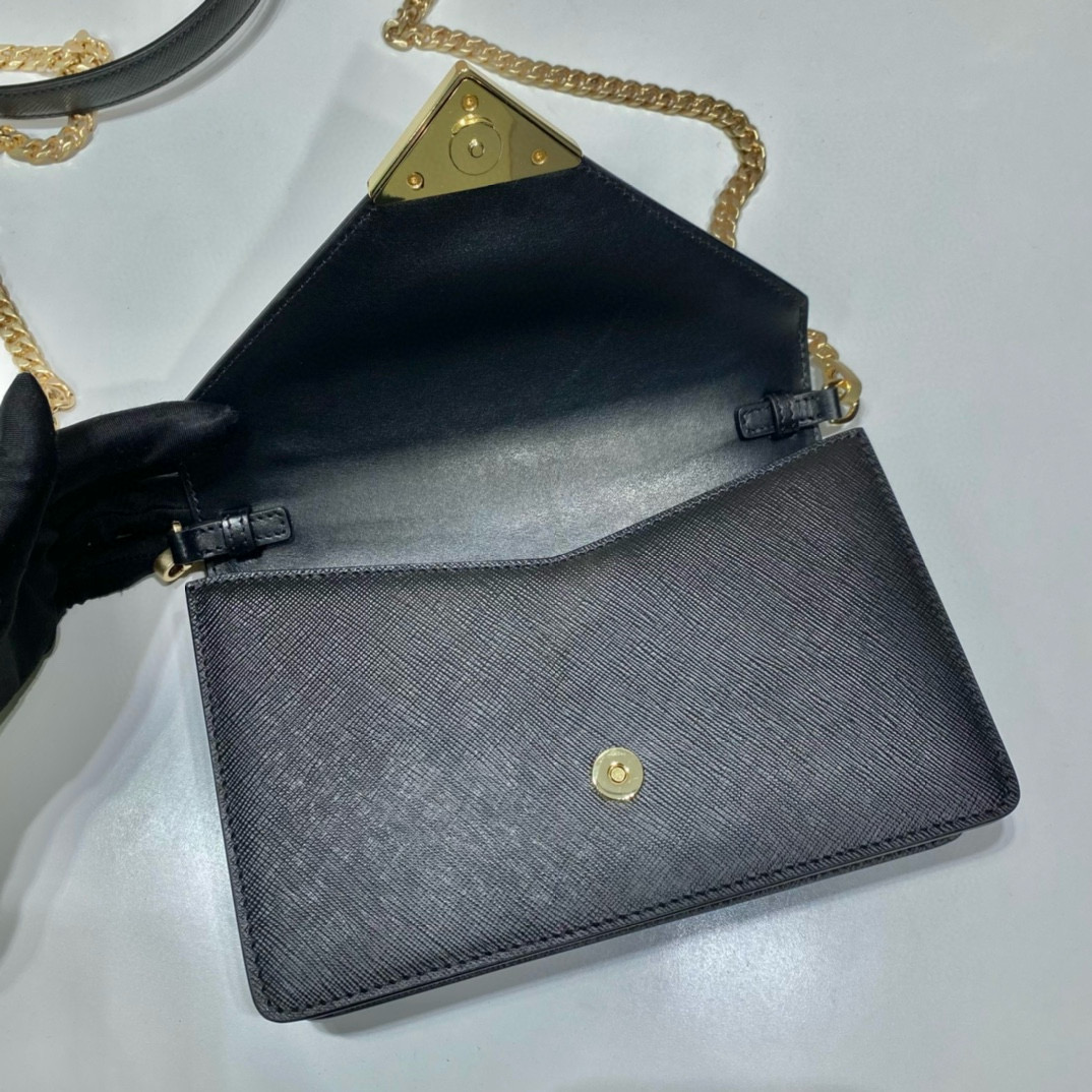 Prada Saffiano Leather Flap Shoulder Bag with Chain Strap - Black 7 i1751009629963 6302 0 6
