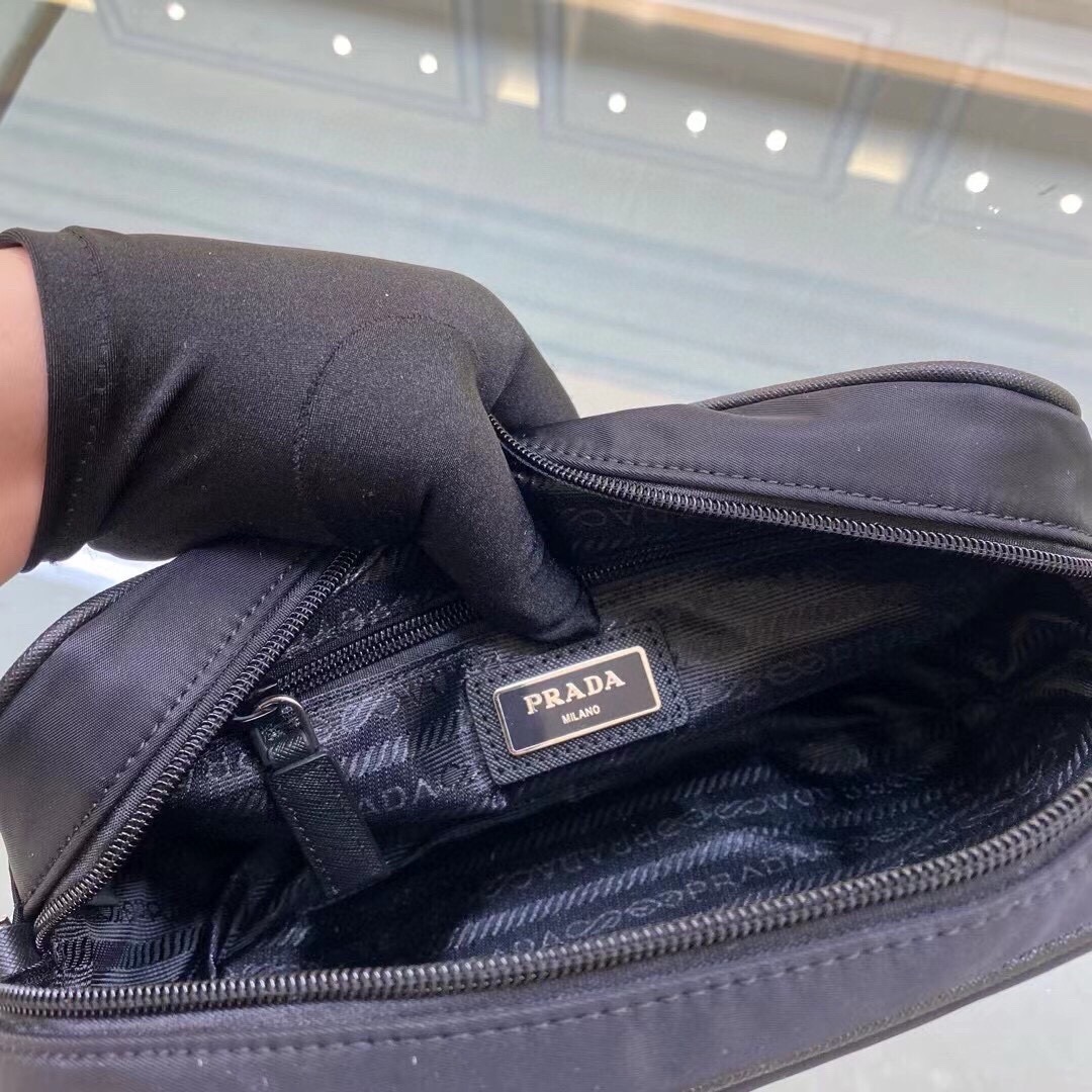 Prada Nylon and Saffiano Leather Pouch with Silver Hardware and Wrist Strap 8 i1751547274065 3387 0 6