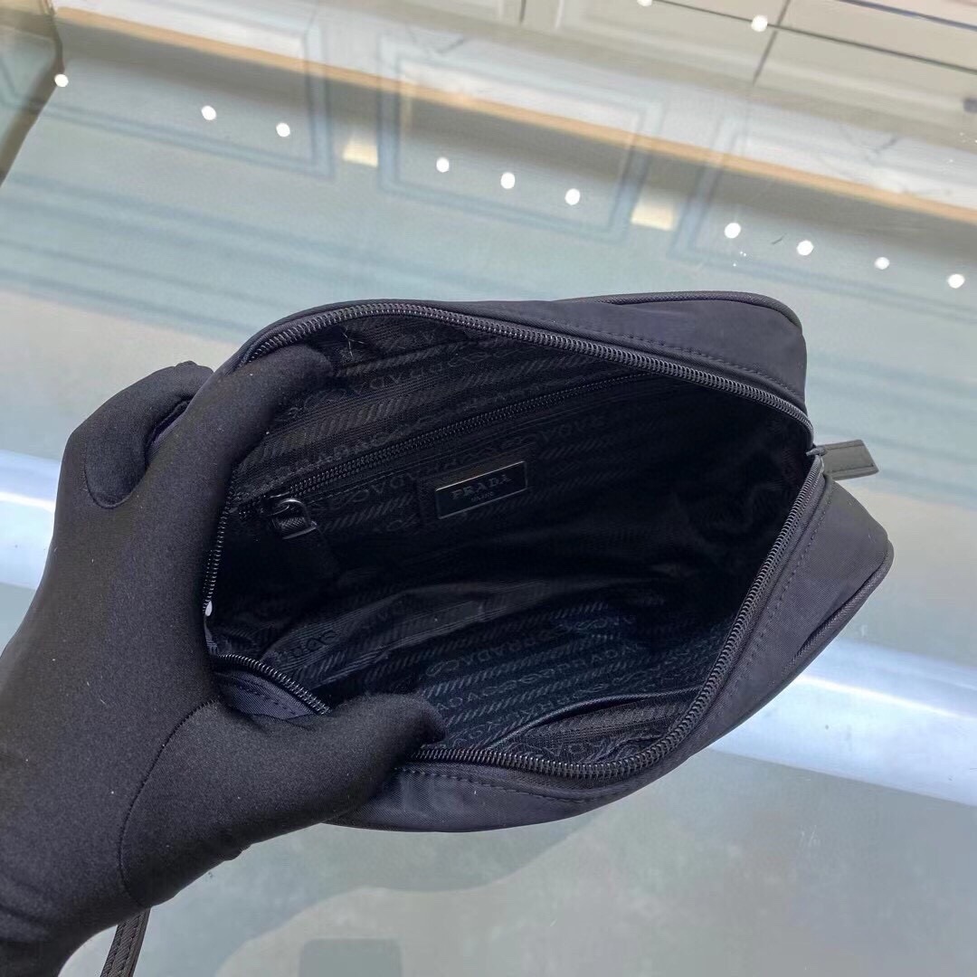 Prada Nylon and Saffiano Leather Pouch with Silver Hardware and Wrist Strap 6 i1751547274065 3415 0 4