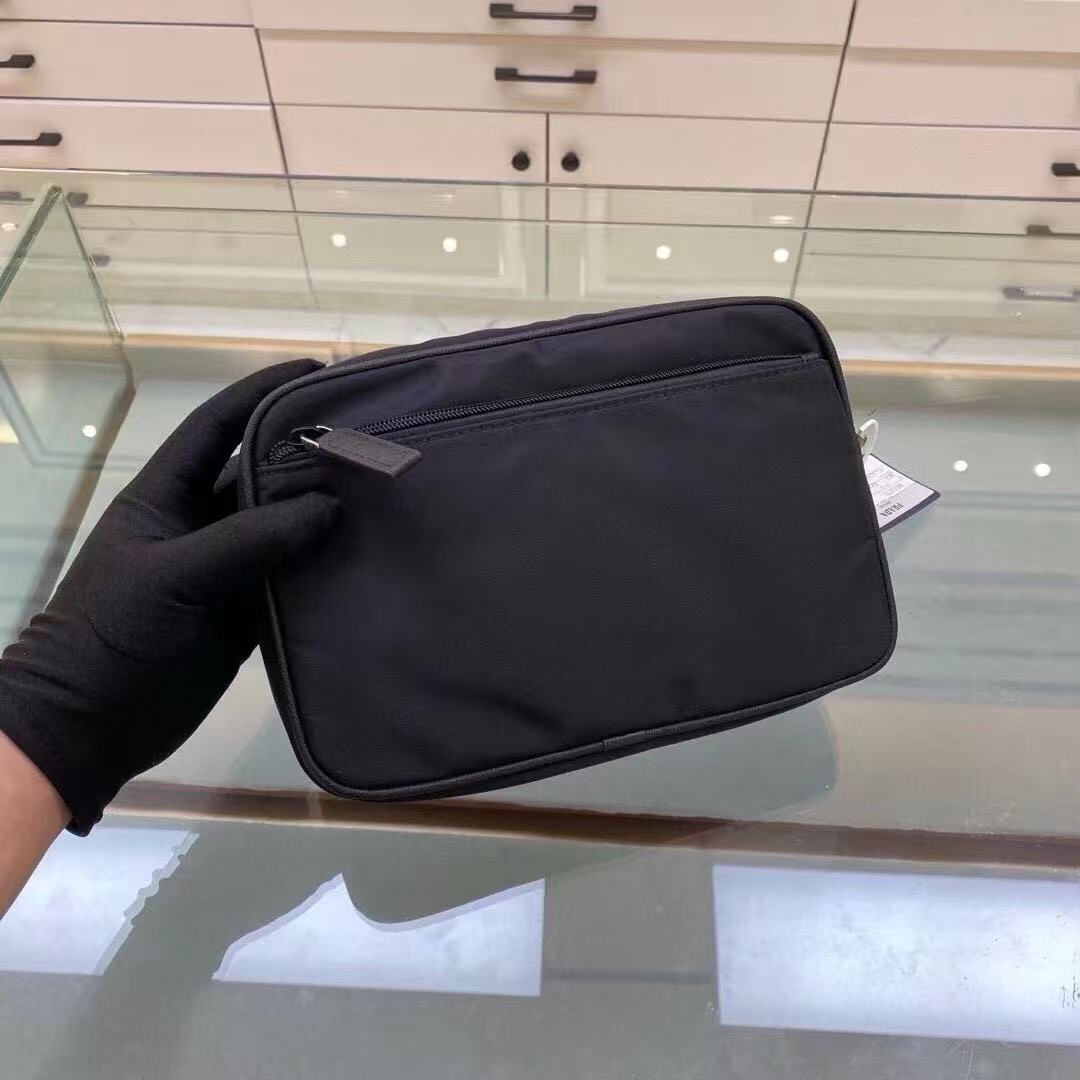 Prada Nylon and Saffiano Leather Pouch with Silver Hardware and Wrist Strap 3 i1751547274065 4443 0 1