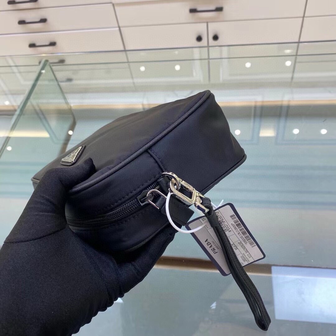 Prada Nylon and Saffiano Leather Pouch with Silver Hardware and Wrist Strap 5 i1751547275436 6611 0 3