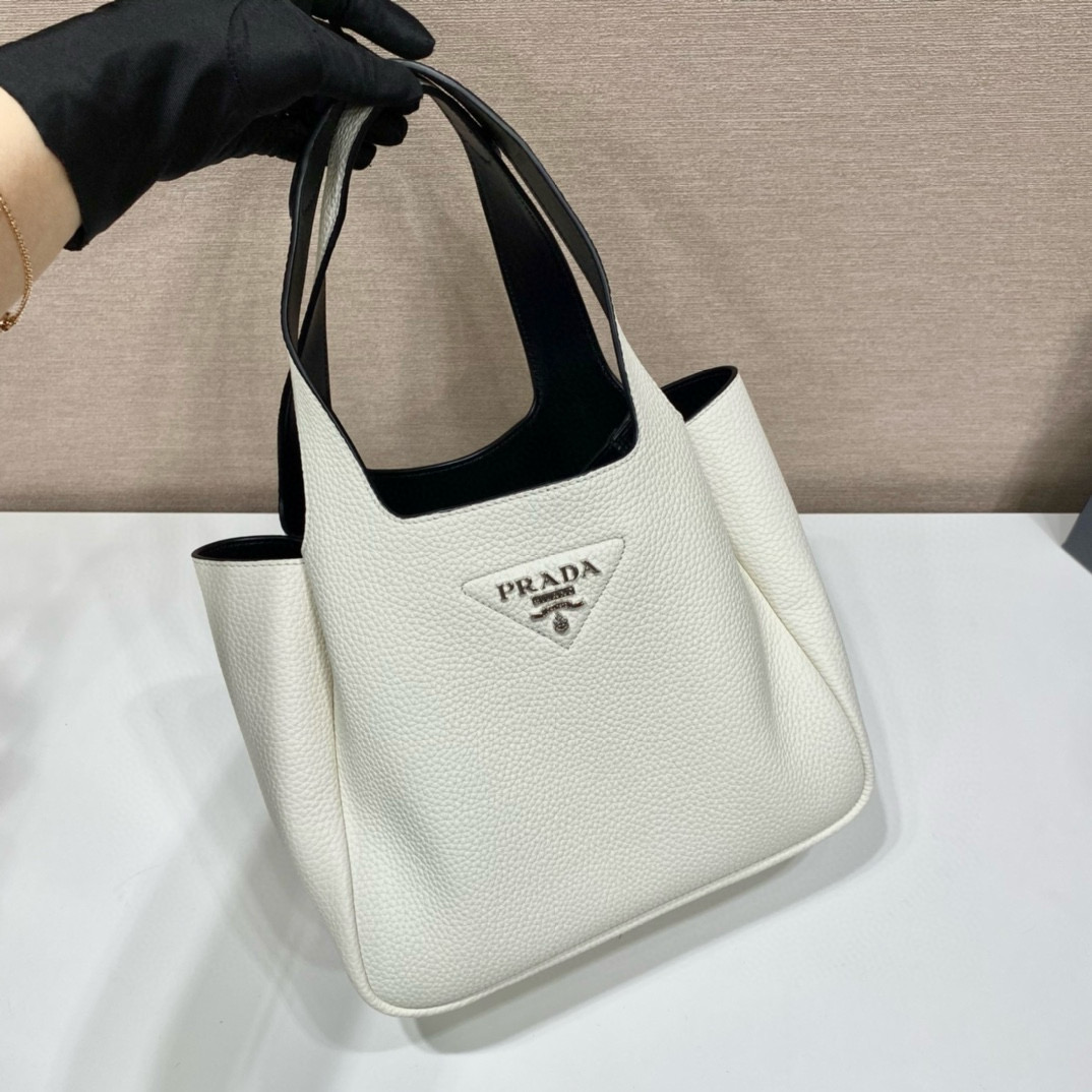 Prada 1BG335 Ice Gray Leather Tote Bag, 25x21.5x14cm, Top-Handle & Shoulder Bag 5 i1752663351994 5580 0 3