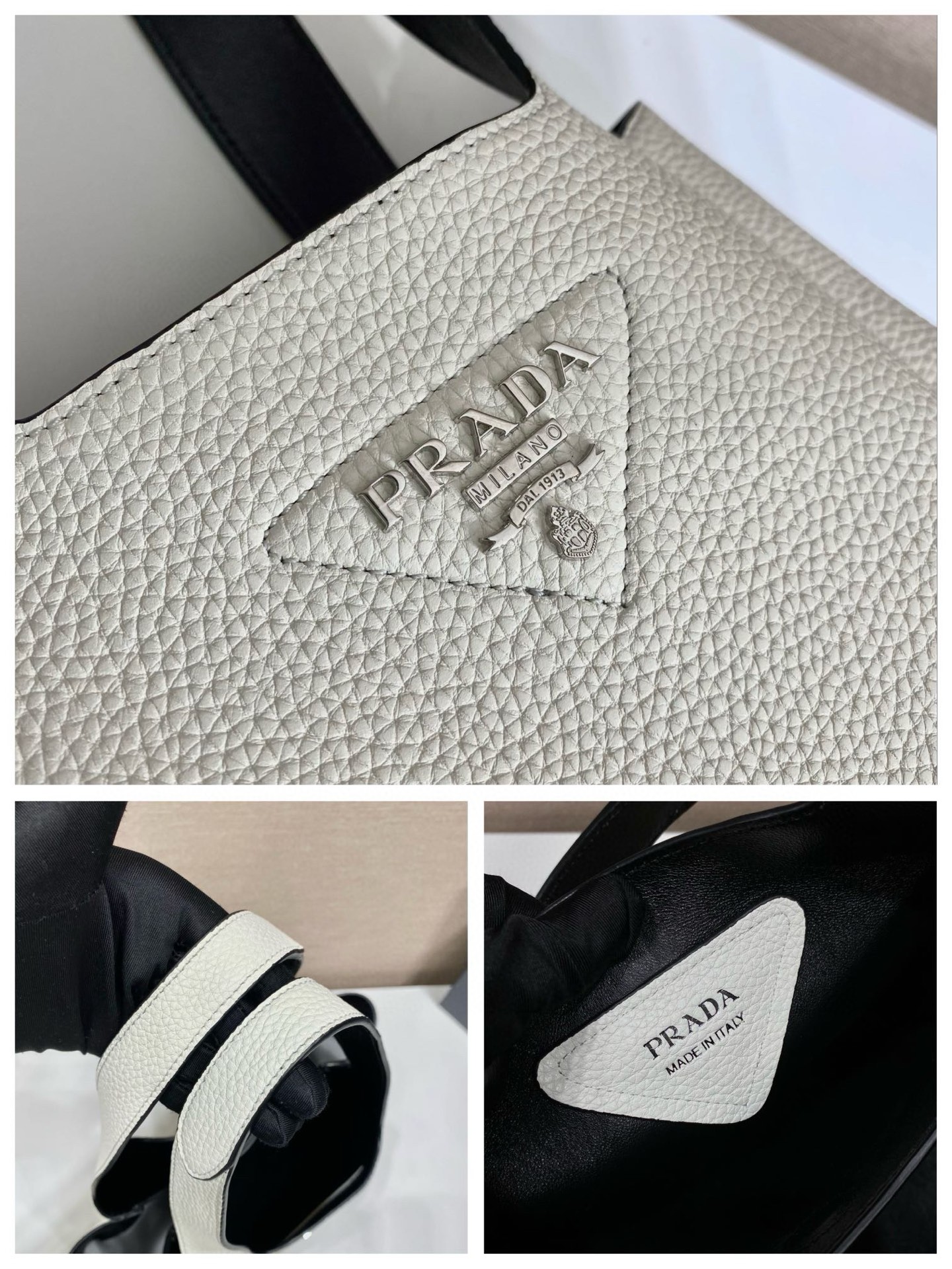 Prada 1BG335 Ice Gray Leather Tote Bag, 25x21.5x14cm, Top-Handle & Shoulder Bag 10 i1752663352971 1019 0 8