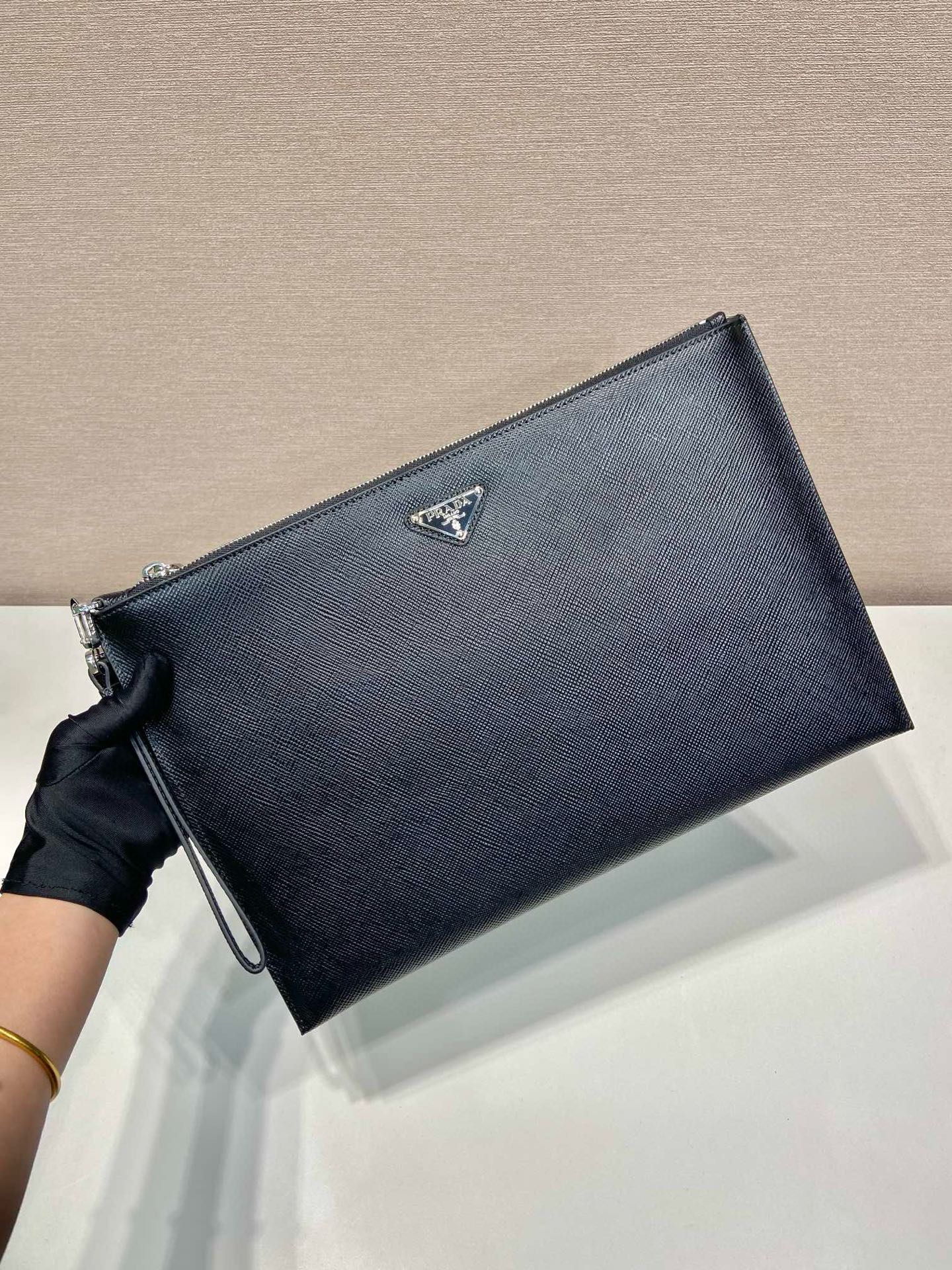 Prada Leather Clutch Bag for Men, Black, 35.5x23.5cm - Stylish and Practical 1 i1752744165904 9667 0 0