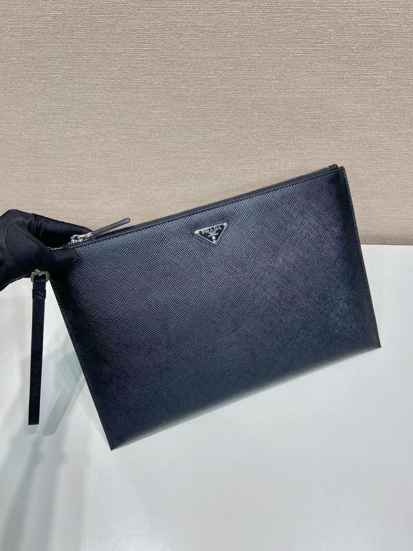 Prada Leather Clutch Bag for Men, Black, 35.5x23.5cm - Stylish and Practical 3 i1752744187881 3632 0 2