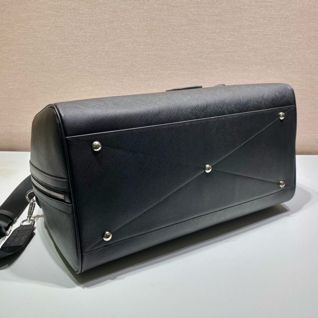 Prada Saffiano Leather Travel Bag - Black Duffel with Shoulder Strap 7 i1752767394445 1728 0 6