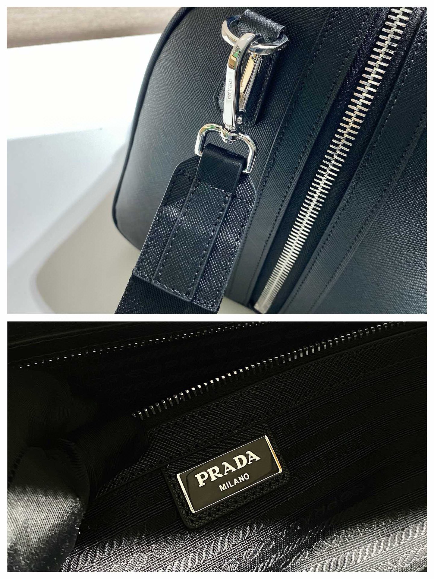 Prada Saffiano Leather Travel Bag - Black Duffel with Shoulder Strap 9 i1752767394493 4021 0 8