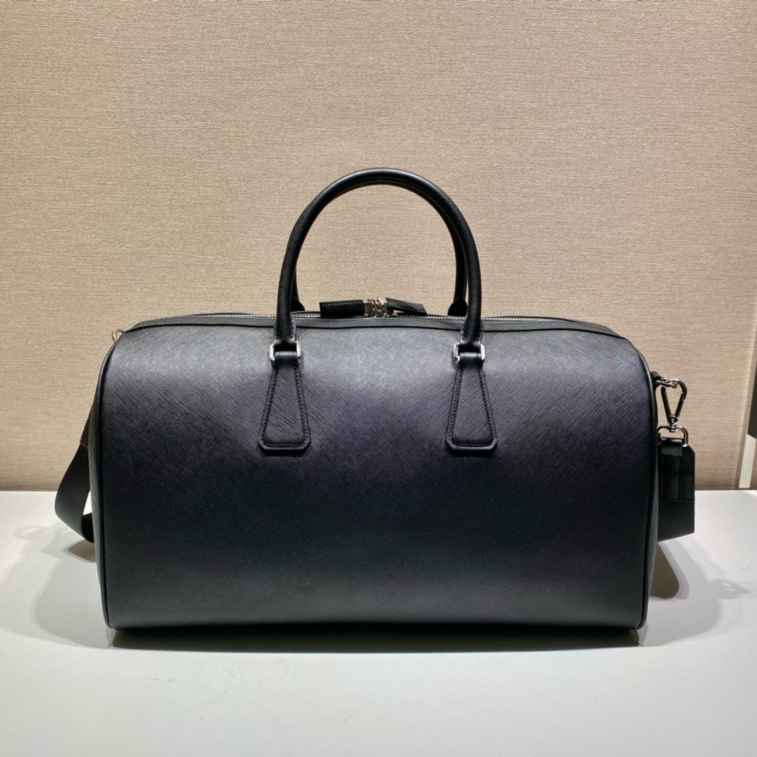 Prada Saffiano Leather Travel Bag - Black Duffel with Shoulder Strap 4 i1752767396233 1582 0 3