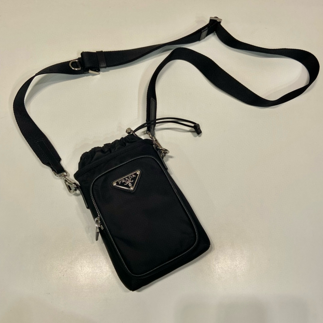 Prada Re-Nylon Phone Case Bag - Black Fabric Crossbody with Adjustable Strap 3 i1752998009205 239 0 1