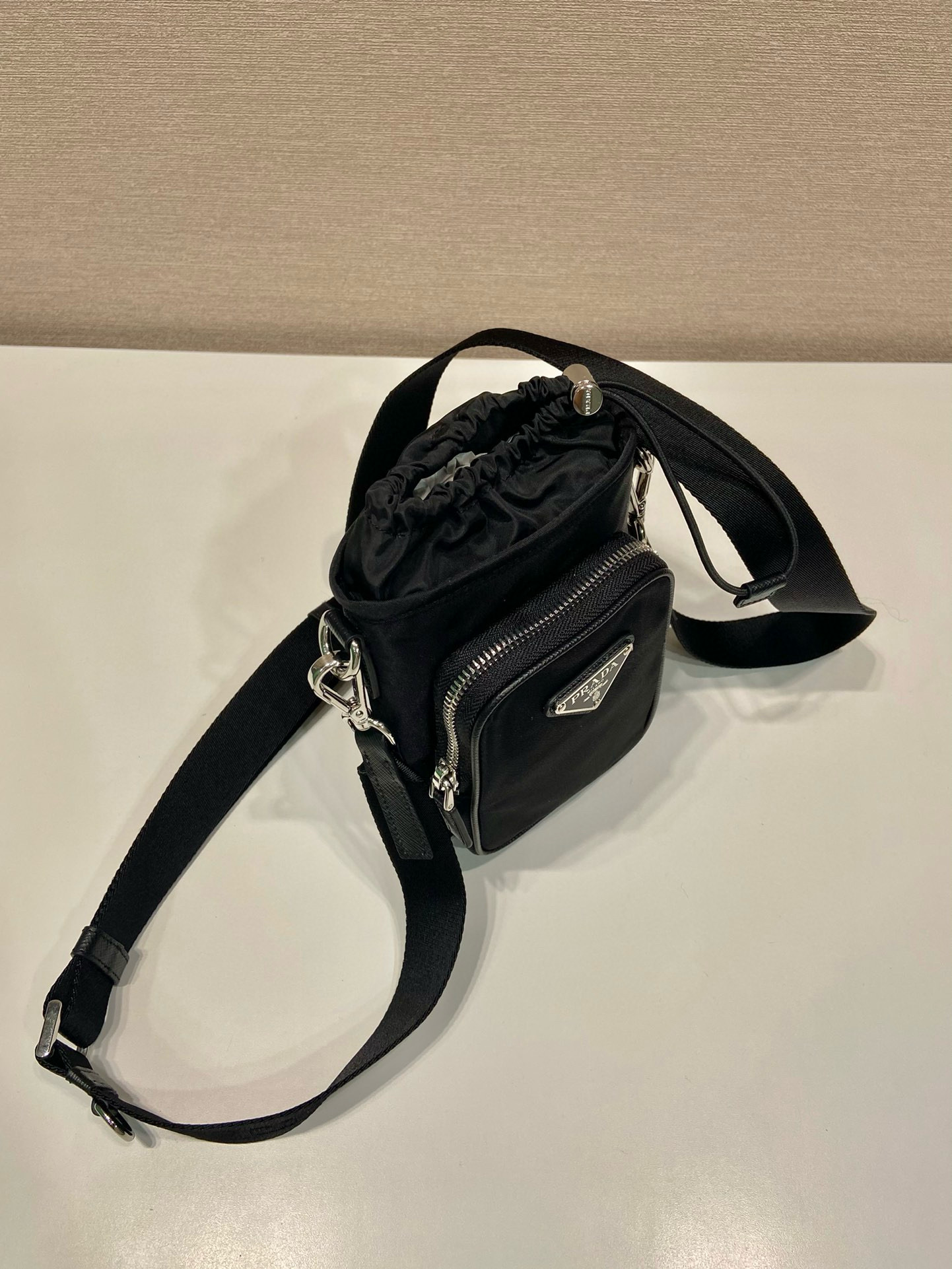 Prada Re-Nylon Phone Case Bag - Black Fabric Crossbody with Adjustable Strap 4 i1752998011089 2820 0 2