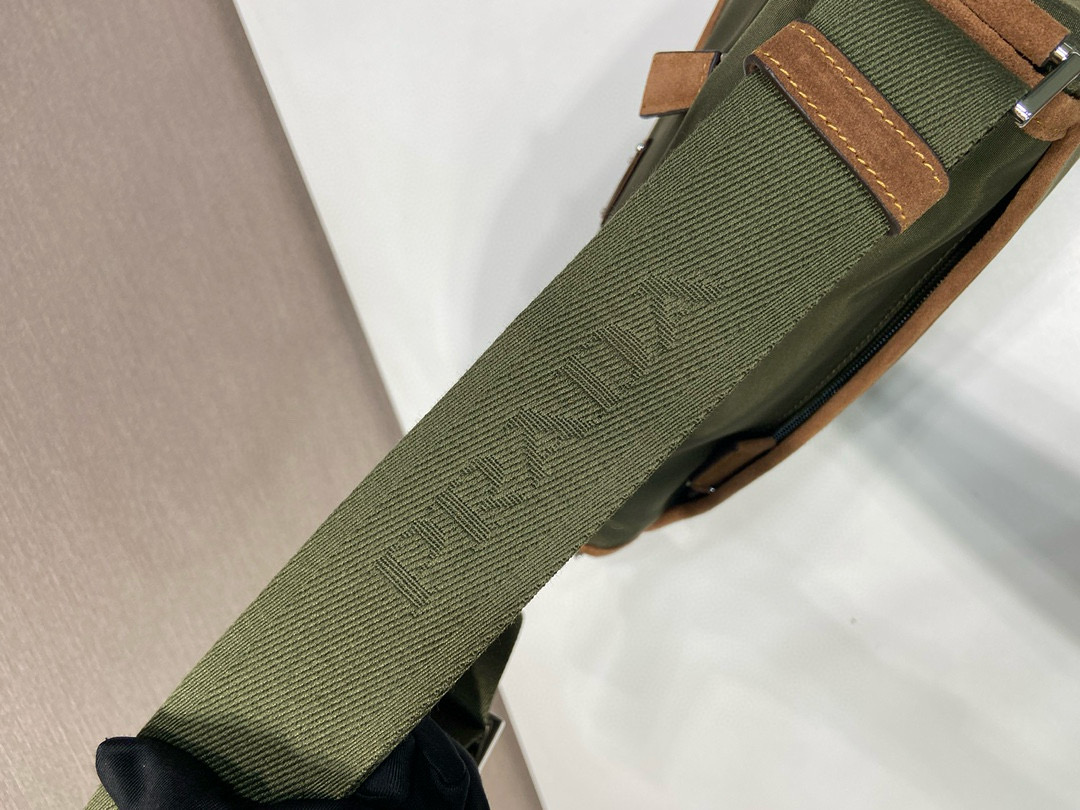 Prada Re-Nylon & Leather Trim Messenger Bag - Olive Green, Small Size 7 i1754025259923 3050 0 6