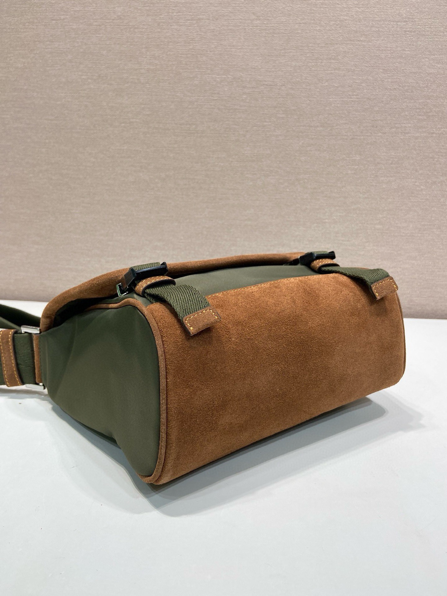 Prada Re-Nylon & Leather Trim Messenger Bag - Olive Green, Small Size 6 i1754025262149 9879 0 5