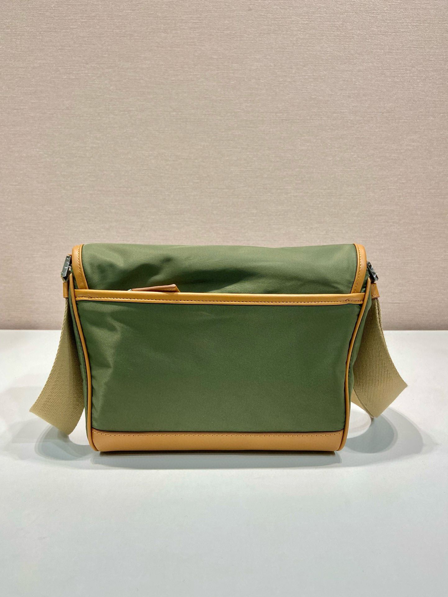 Prada Re-Nylon Small Messenger Bag, Khaki Leather Trim - 2VD066 5 i1754025353948 6586 0 4
