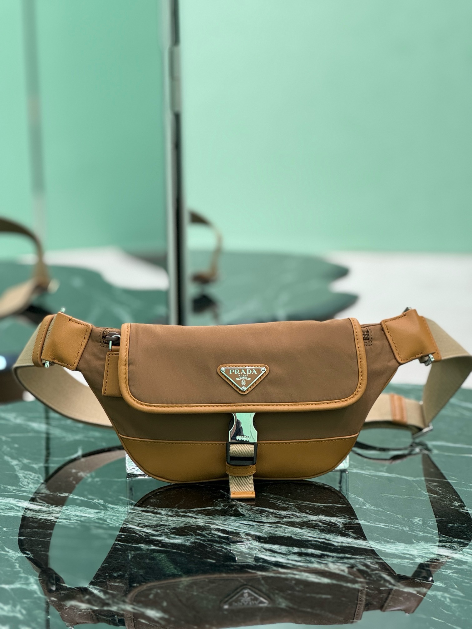 Prada Messenger Bag, Adjustable Shoulder Strap, Leather Trim, Buckle Closure 2 i1754026166675 2410 0 0