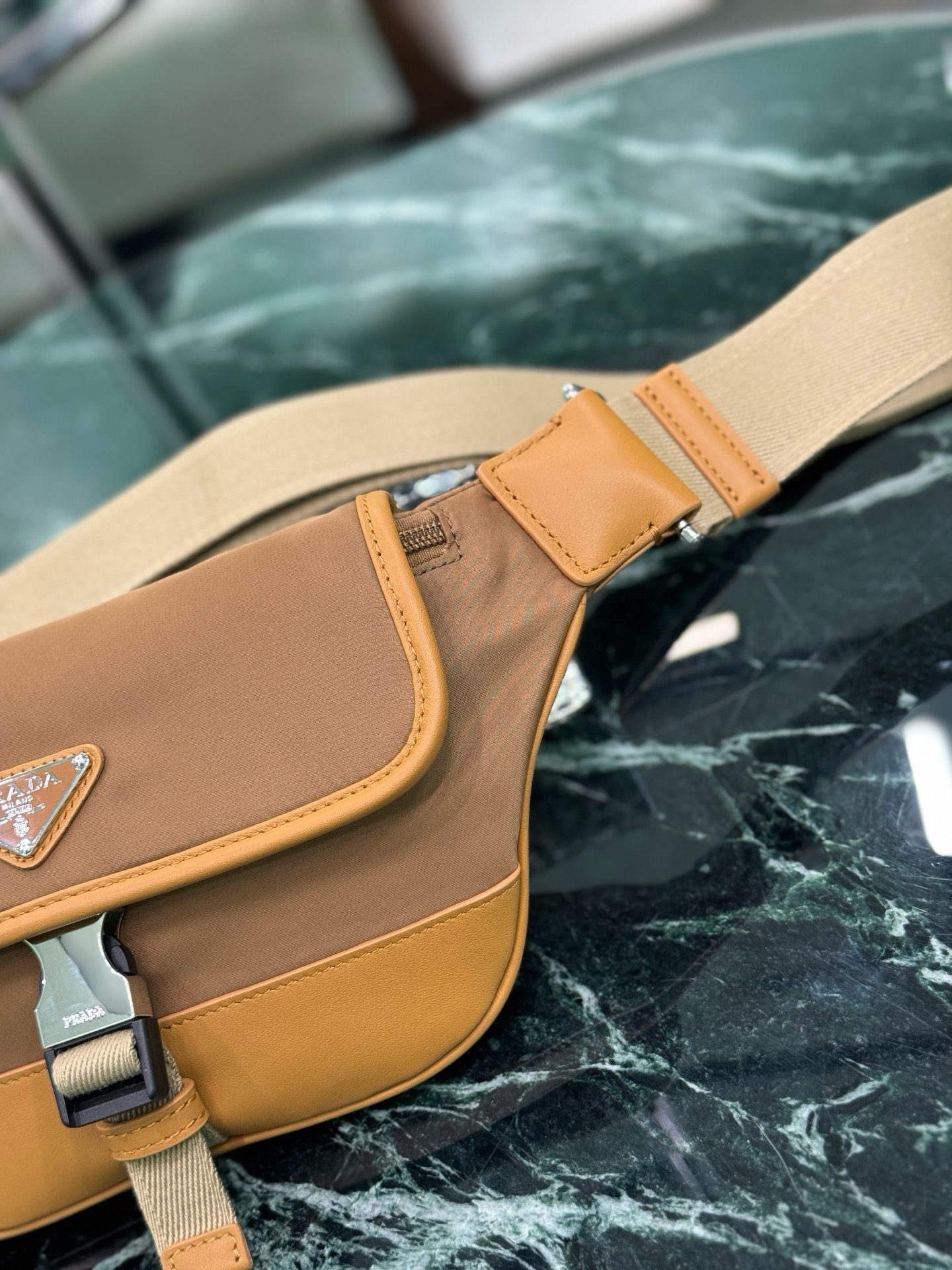 Prada Messenger Bag, Adjustable Shoulder Strap, Leather Trim, Buckle Closure 4 i1754026166891 9825 0 2