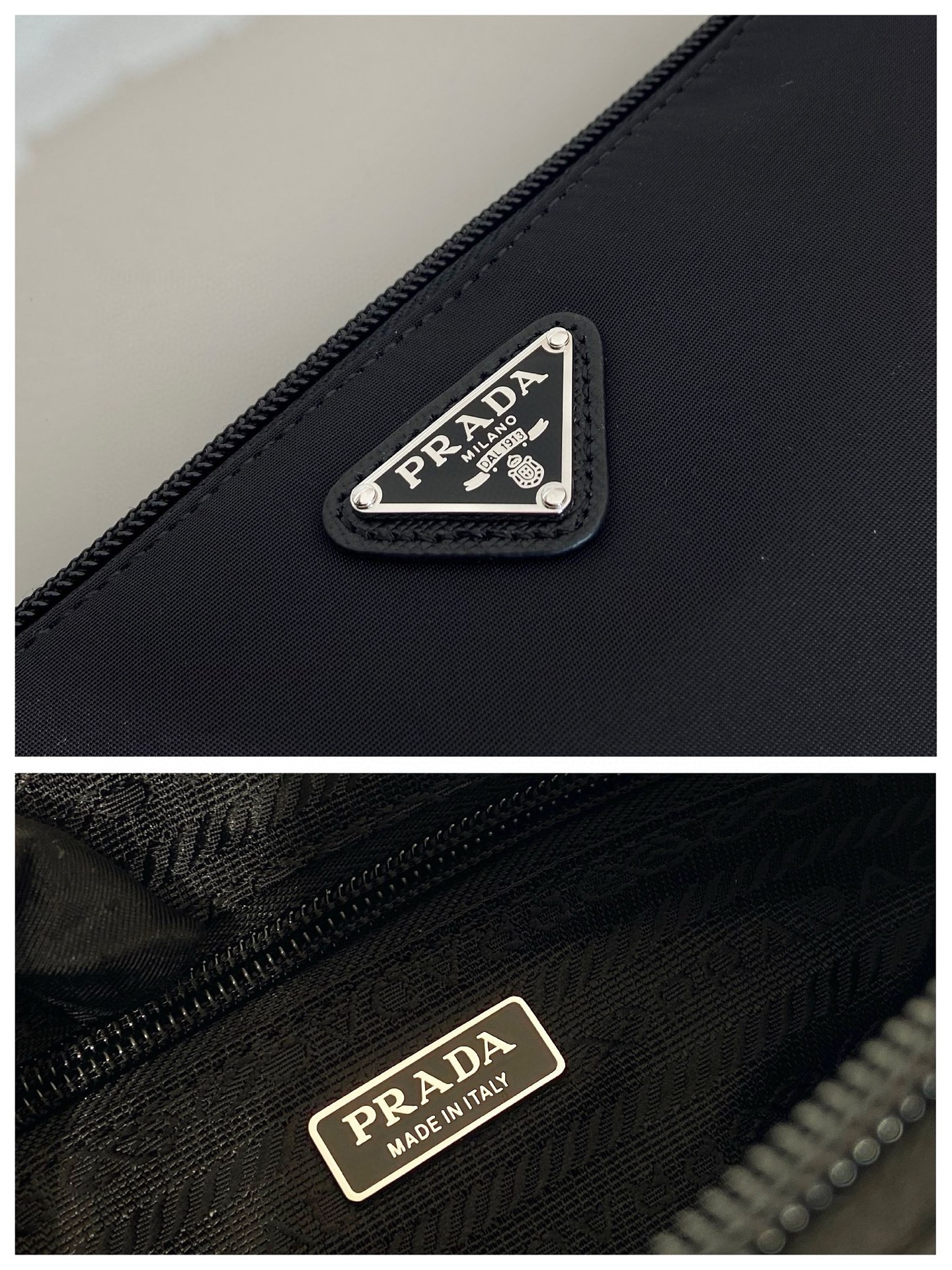 Prada Tessuto Nylon Wristlet Pouch with Saffiano Leather Trim in Black 9 i1754026354722 8513 0 8