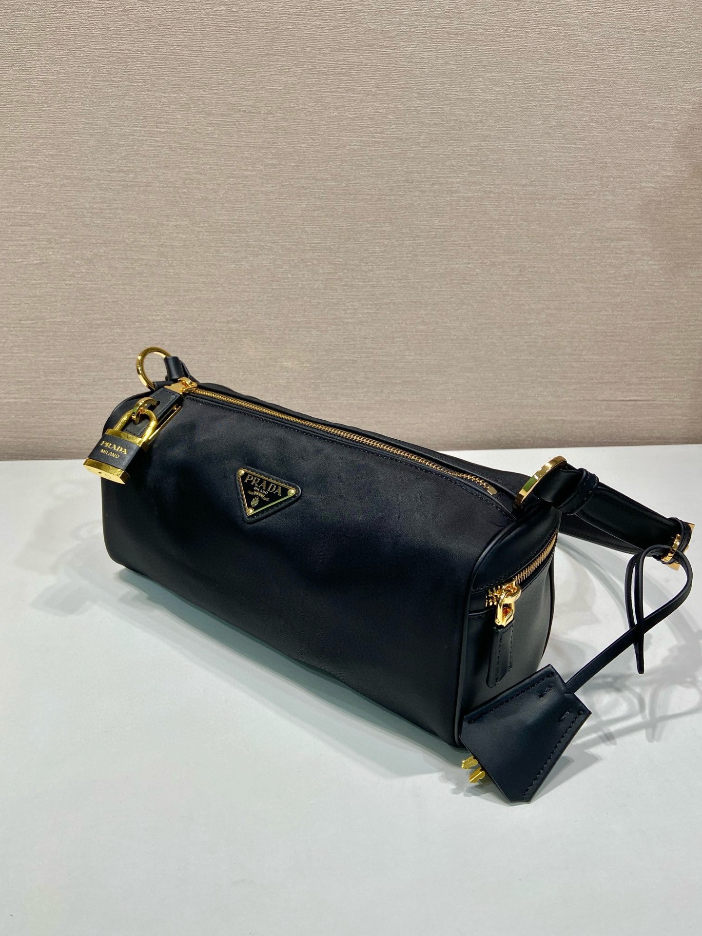 Prada Tessuto Locker Shoulder Bag - Black Nylon, Adjustable Leather Strap 2 i1754026717267 2157 0 1