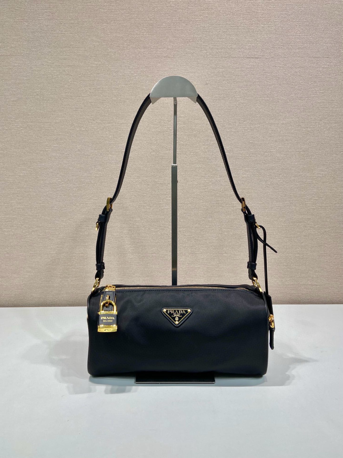 Prada Tessuto Locker Shoulder Bag - Black Nylon, Adjustable Leather Strap 1 i1754026717293 1655 0 0