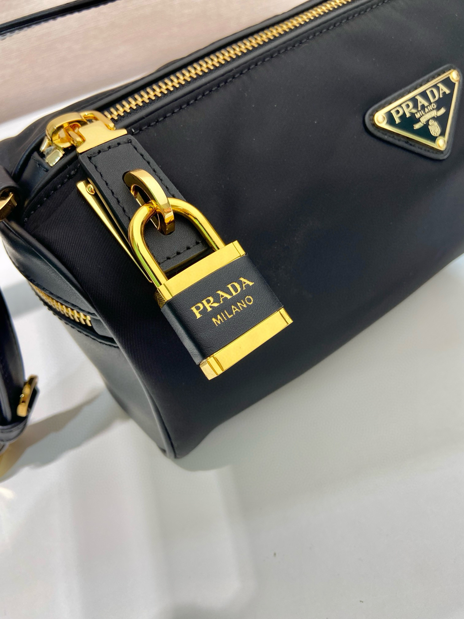 Prada Tessuto Locker Shoulder Bag - Black Nylon, Adjustable Leather Strap 6 i1754026719376 6151 0 5