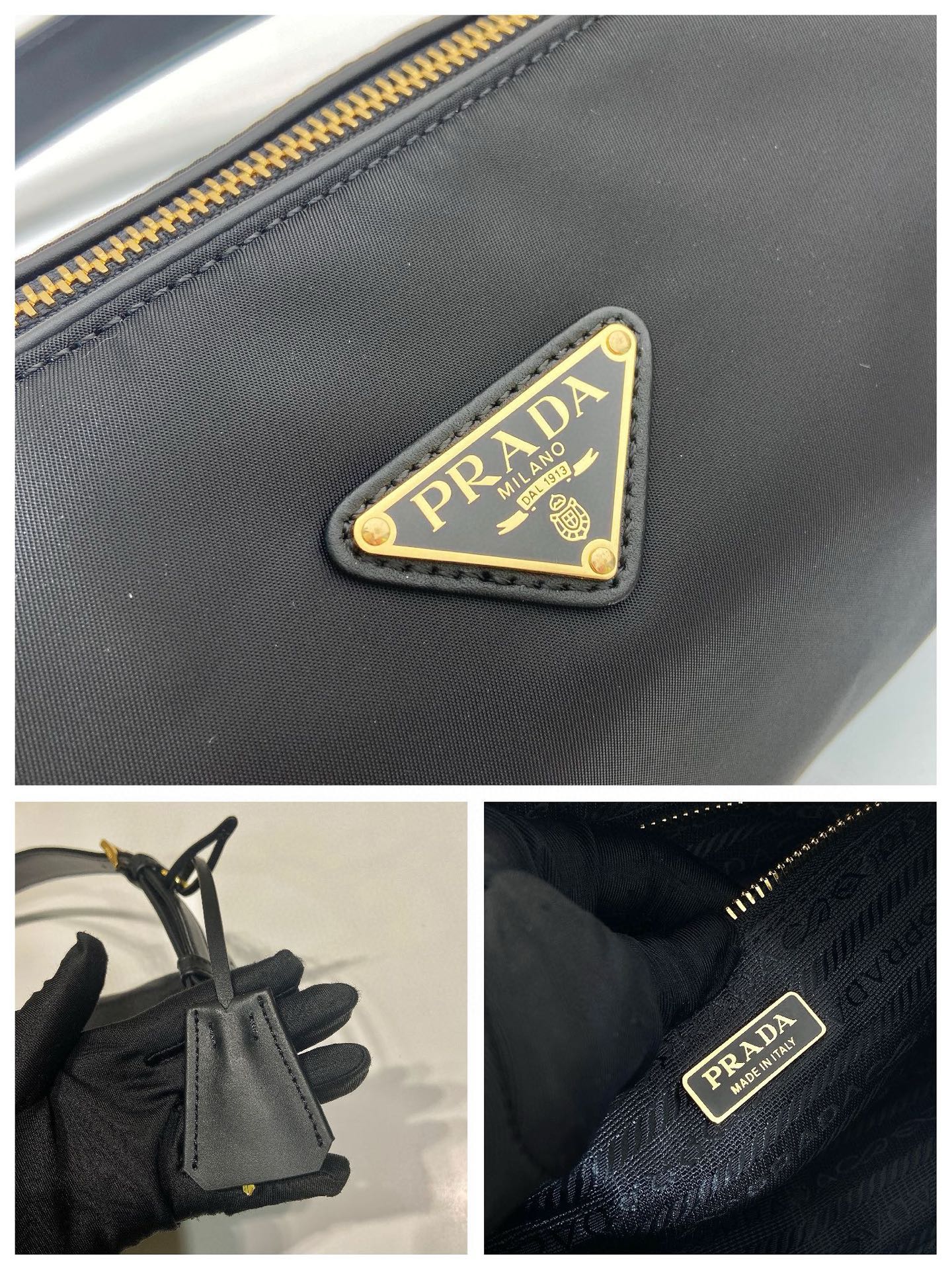 Prada Tessuto Locker Shoulder Bag - Black Nylon, Adjustable Leather Strap 9 i1754026719572 2801 0 8