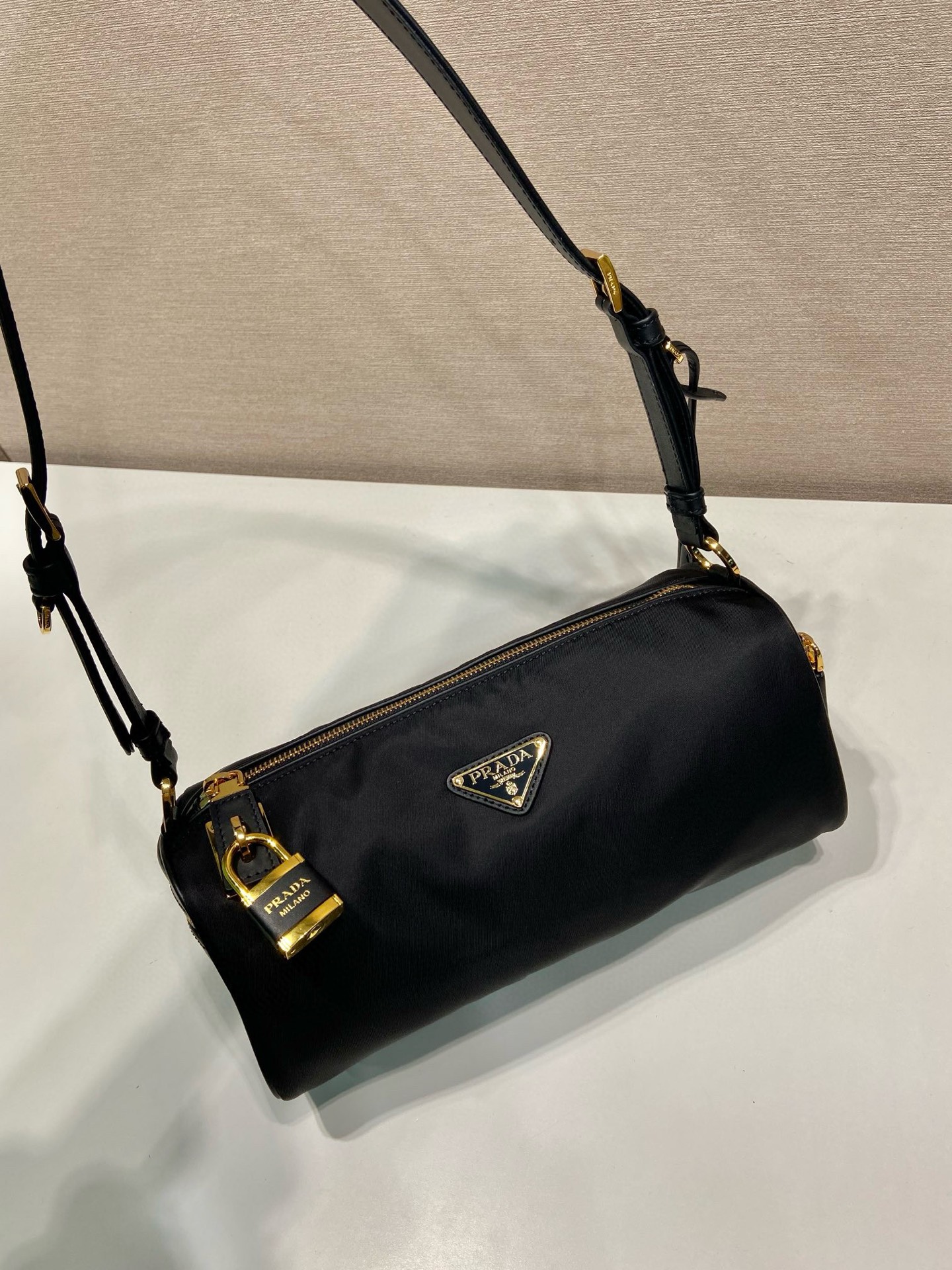Prada Tessuto Locker Shoulder Bag - Black Nylon, Adjustable Leather Strap 3 i1754026719609 1707 0 2