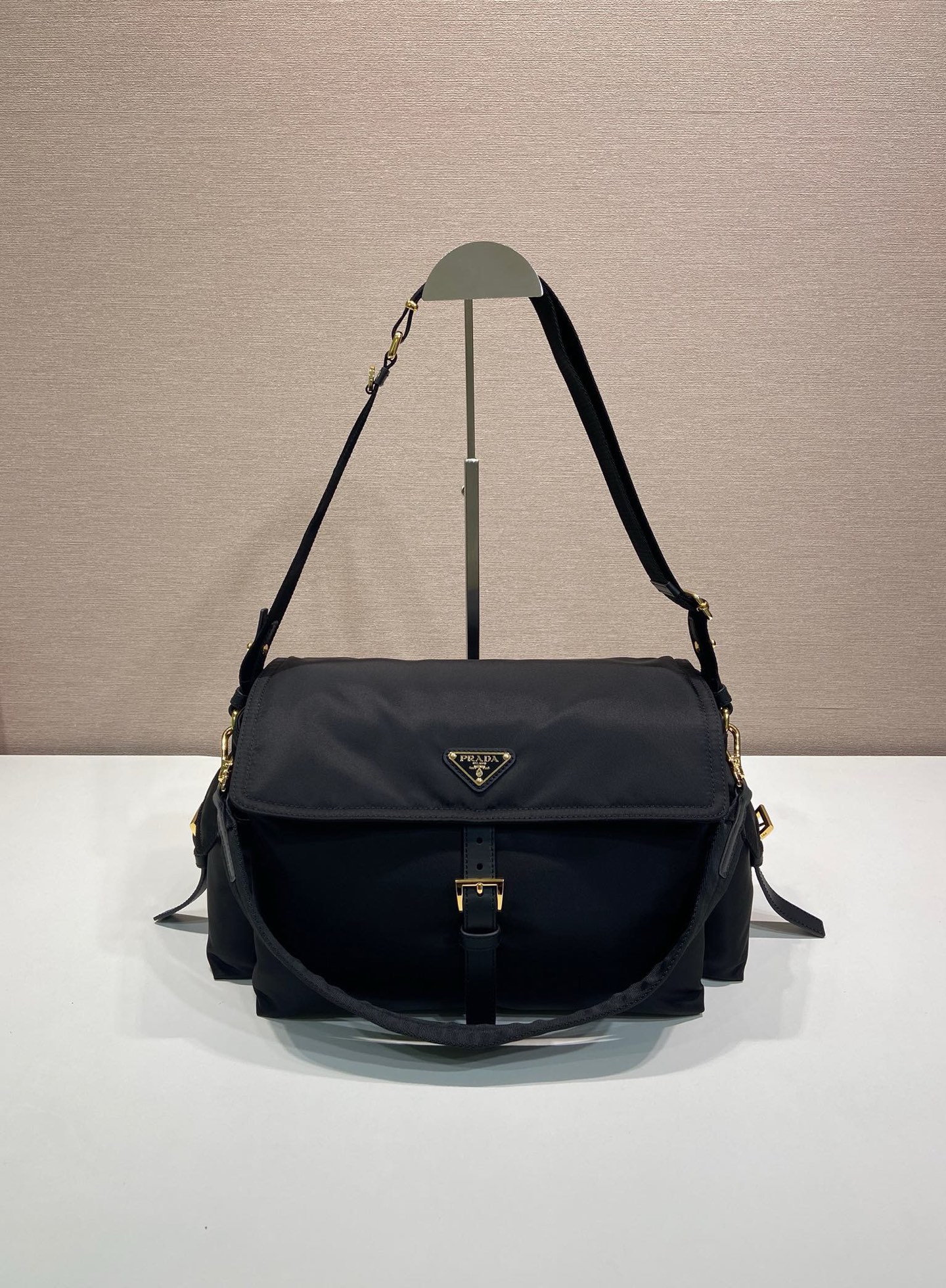 Prada Large Messenger Bag in Black Recycled Nylon with Leather Details 2 i1754567929657 7248 0 0