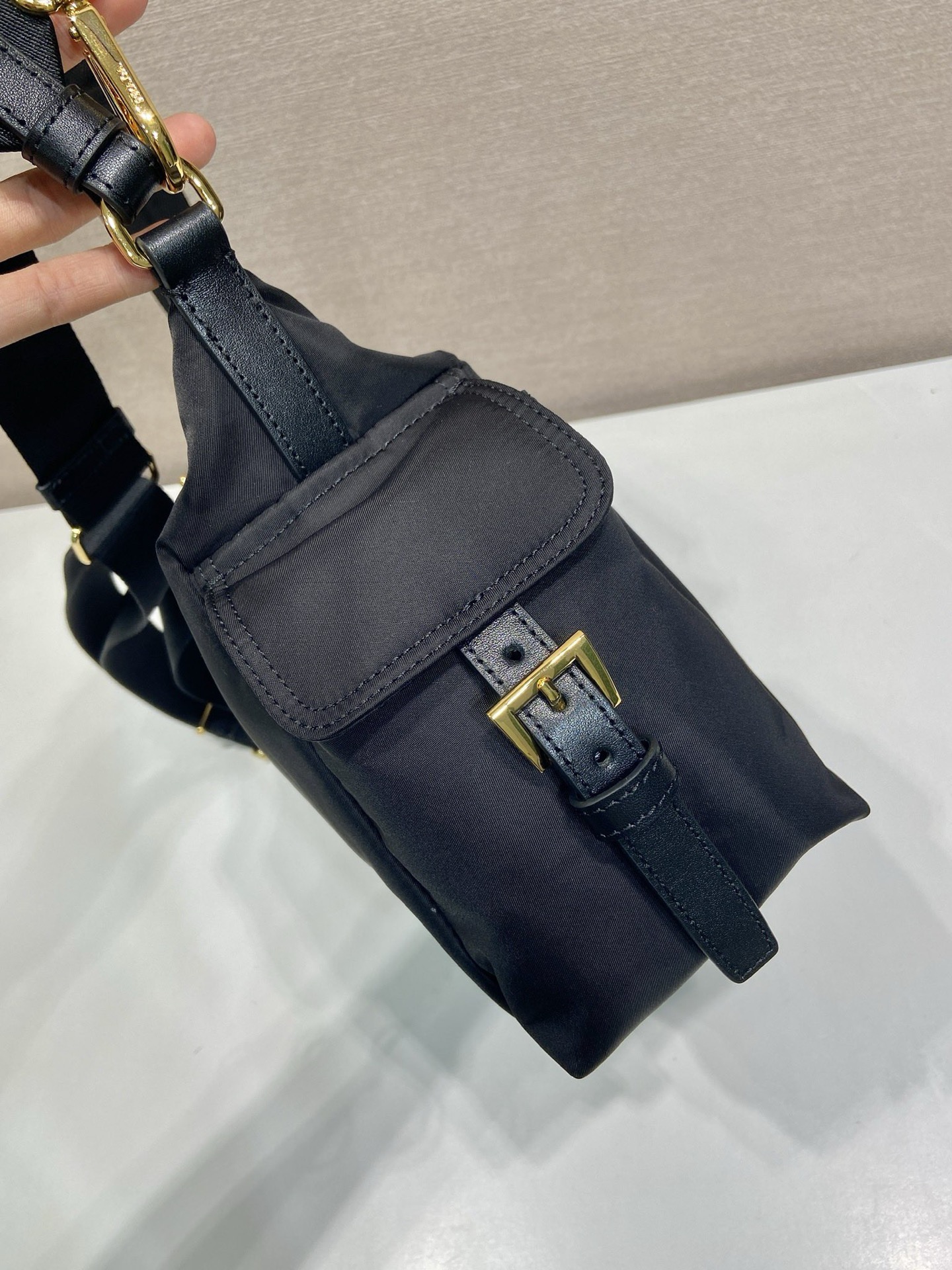Prada Re-Nylon and Leather Shoulder Bag with Adjustable Straps 1BC264 6 i1754639875968 1039 0 4