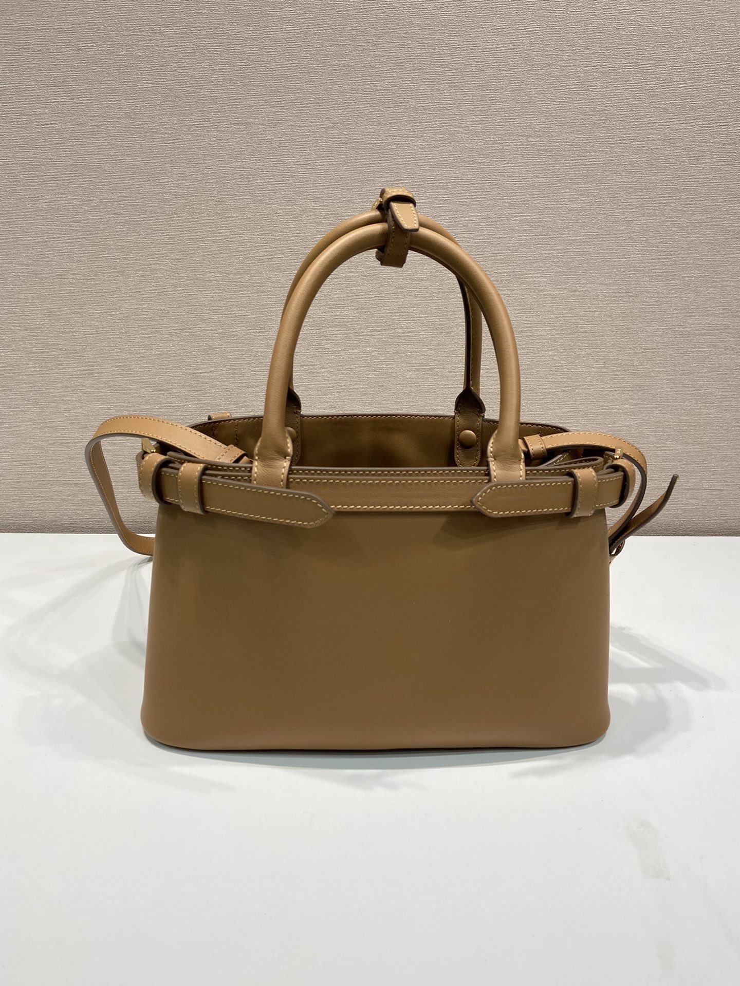Prada 1BA418 Small Leather Handbag with Detachable Shoulder Strap - Camel 4 i1754650762775 289 0 3