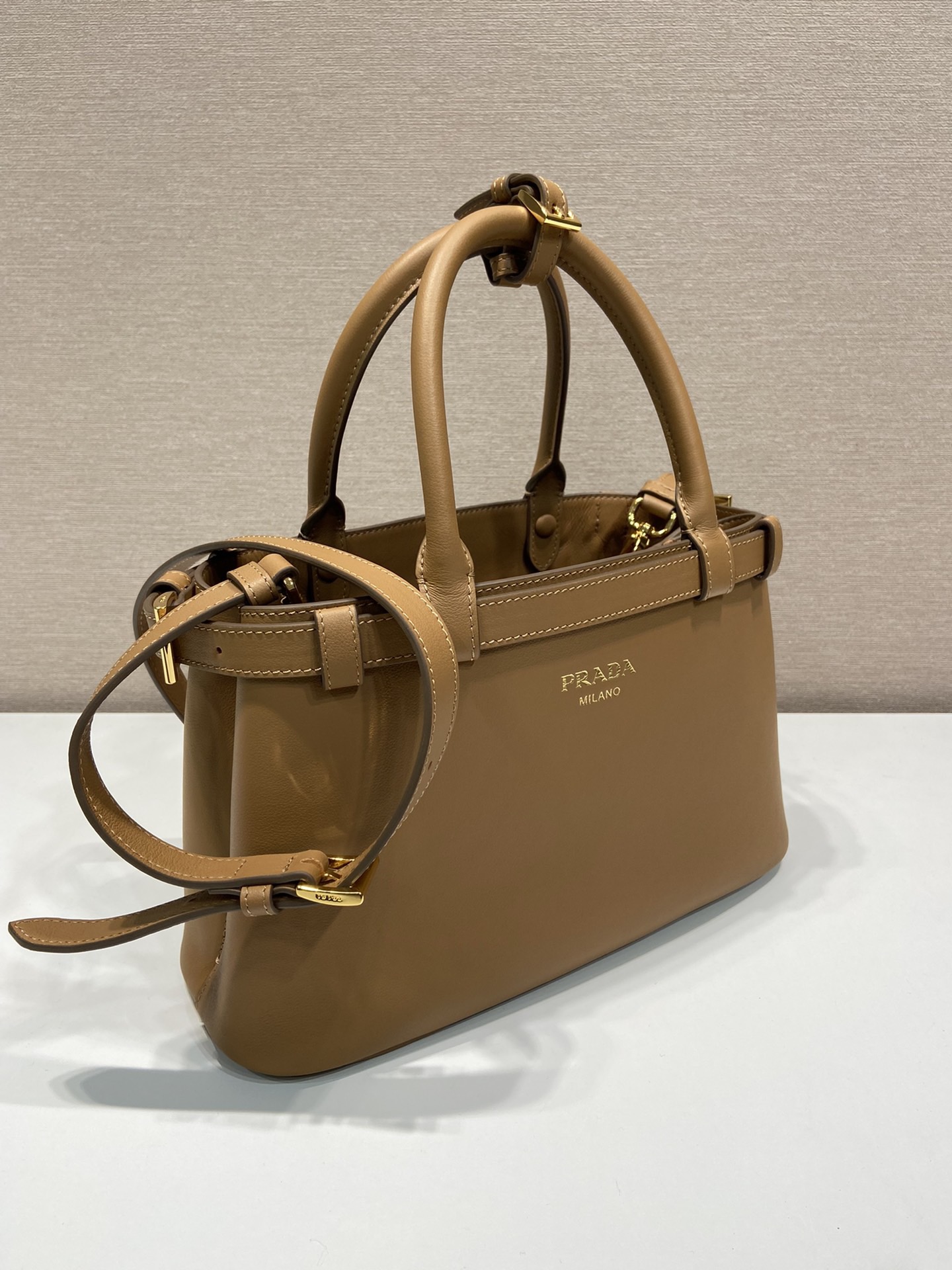 Prada 1BA418 Small Leather Handbag with Detachable Shoulder Strap - Camel 3 i1754650764400 9823 0 2