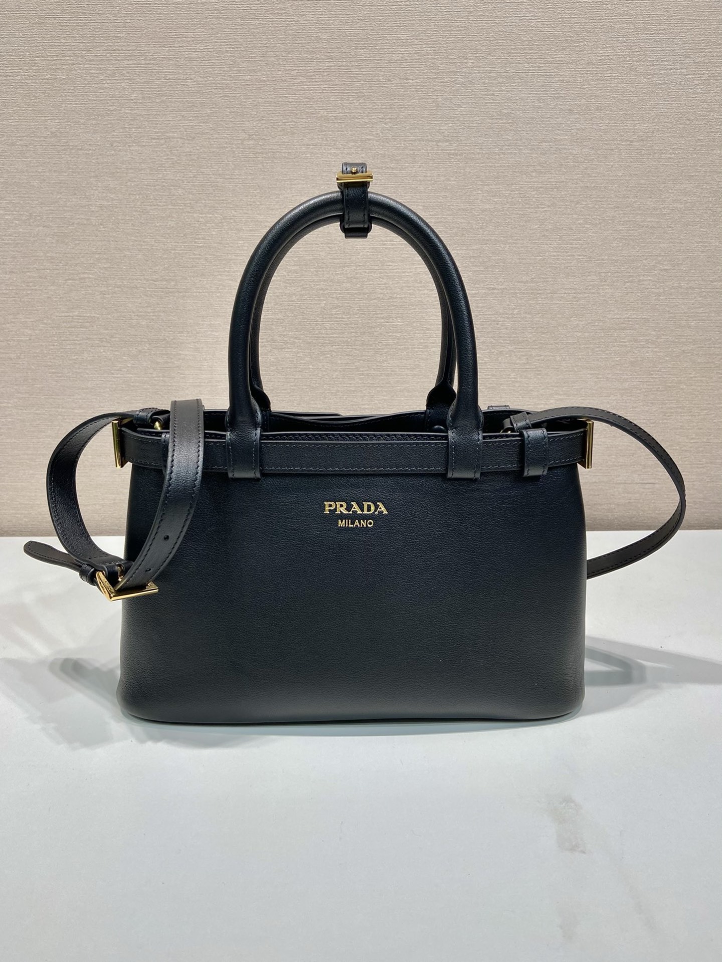 Prada 1BA418 Small Black Leather Handbag, Adjustable Shoulder Strap 1 i1754650824883 3832 0 0