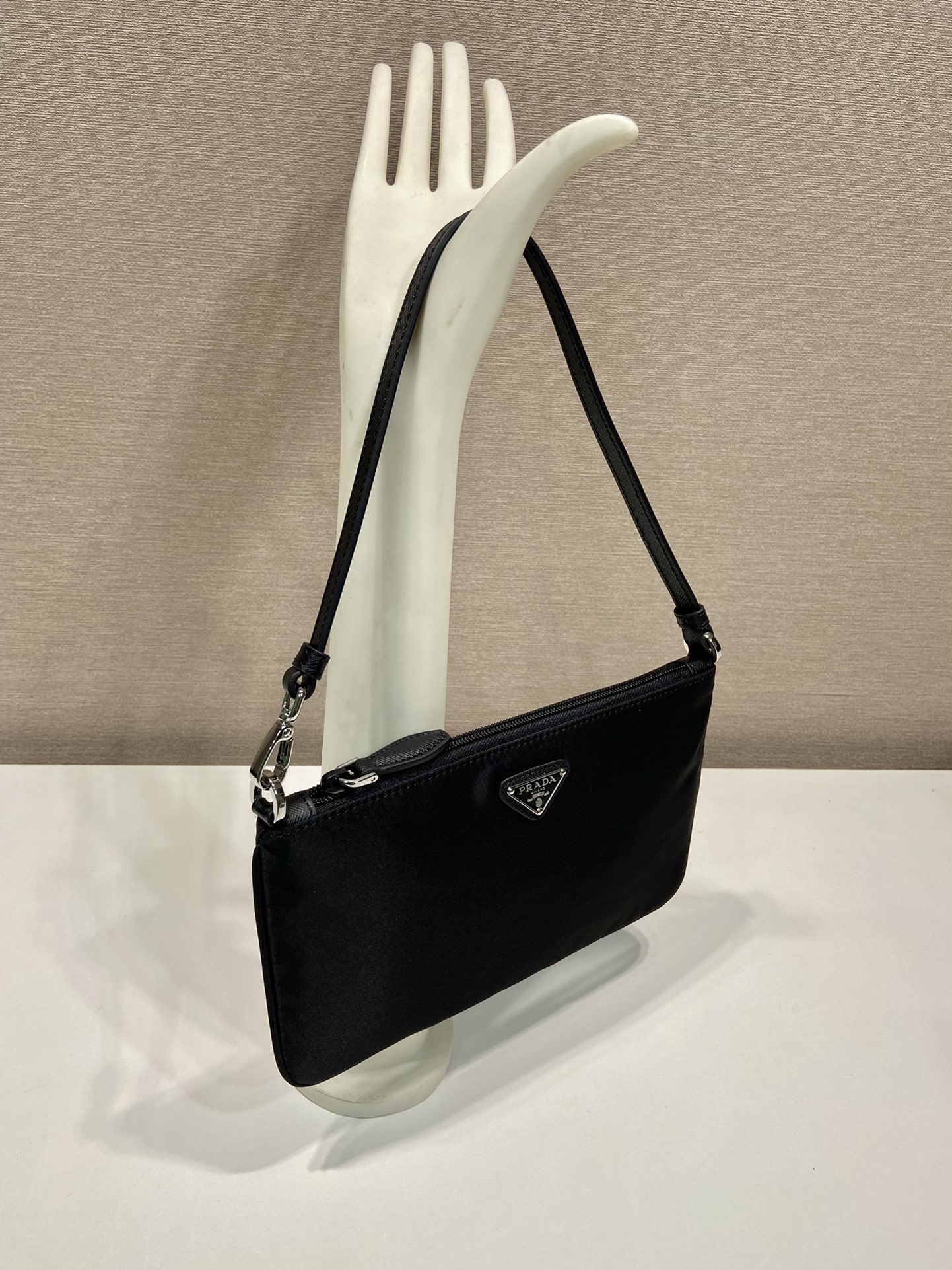 Prada 1NI545 Black Nylon Crossbody Baguette Bag with Metal Triangle Logo 5 i1755331409653 9910 0 3