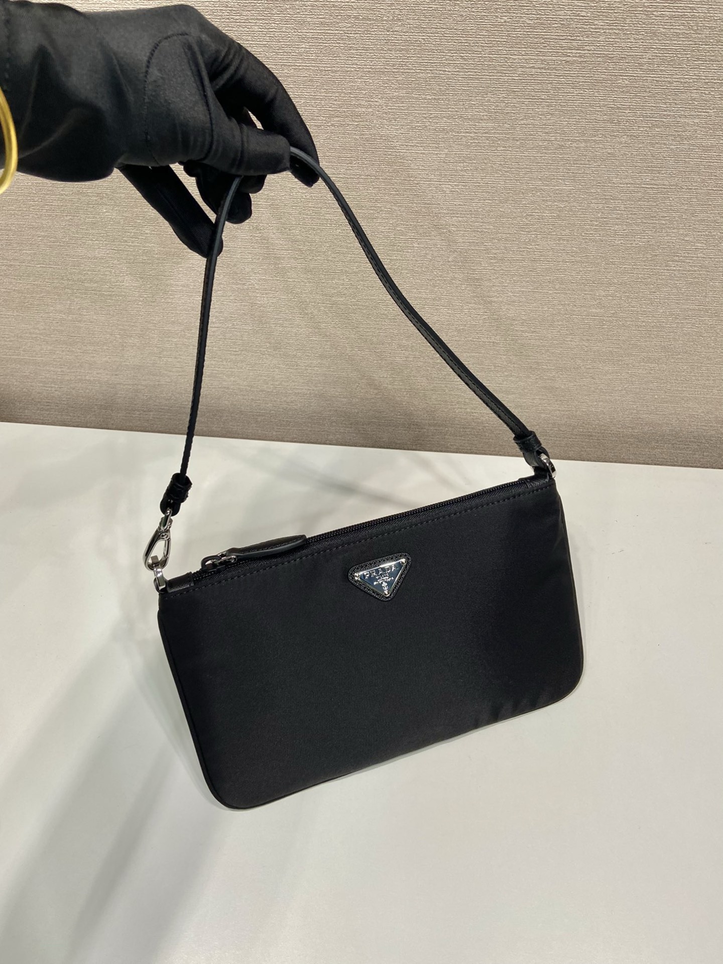 Prada 1NI545 Black Nylon Crossbody Baguette Bag with Metal Triangle Logo 4 i1755331410273 1143 0 2
